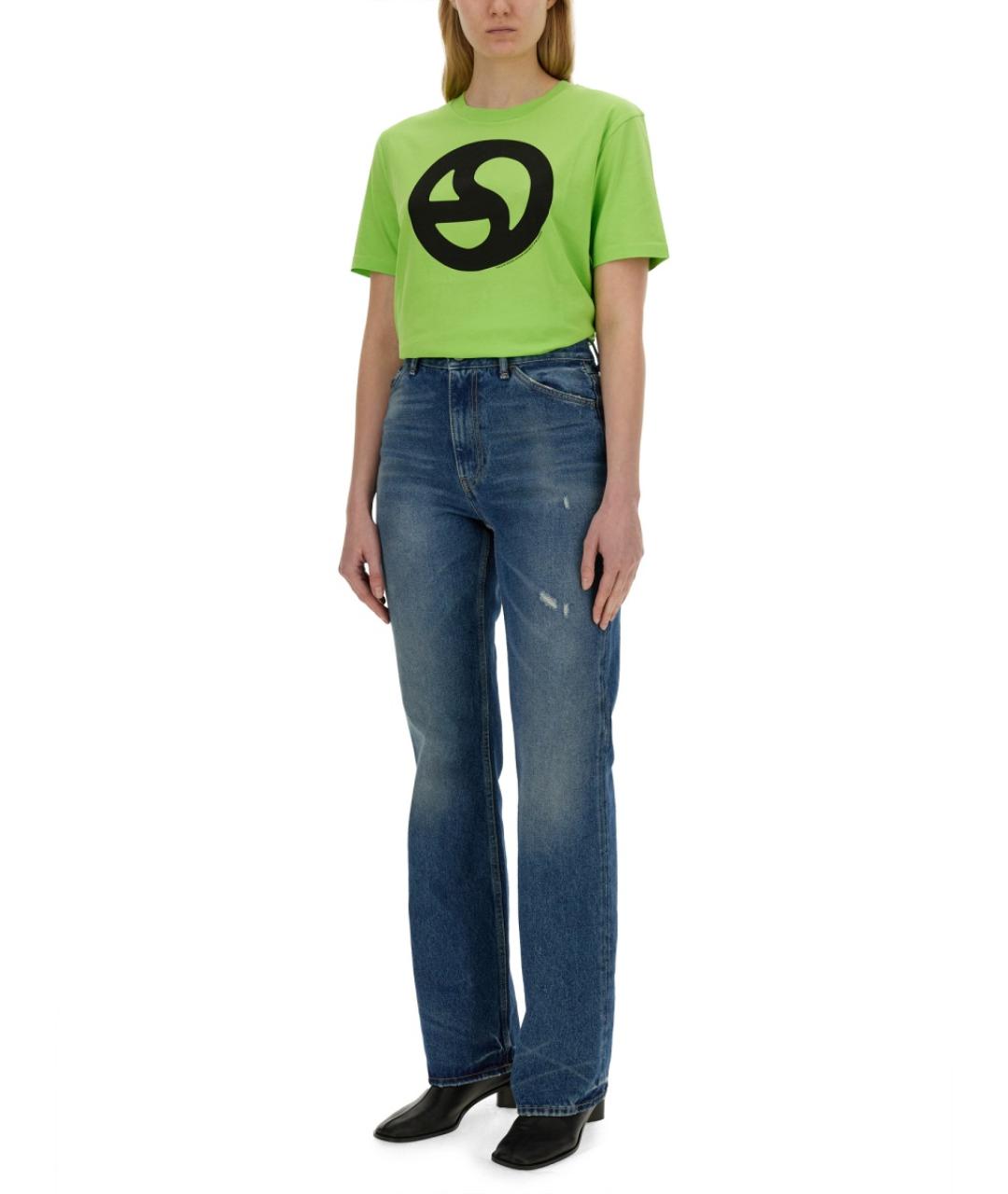 ACNE STUDIOS Зеленая хлопковая футболка, фото 2