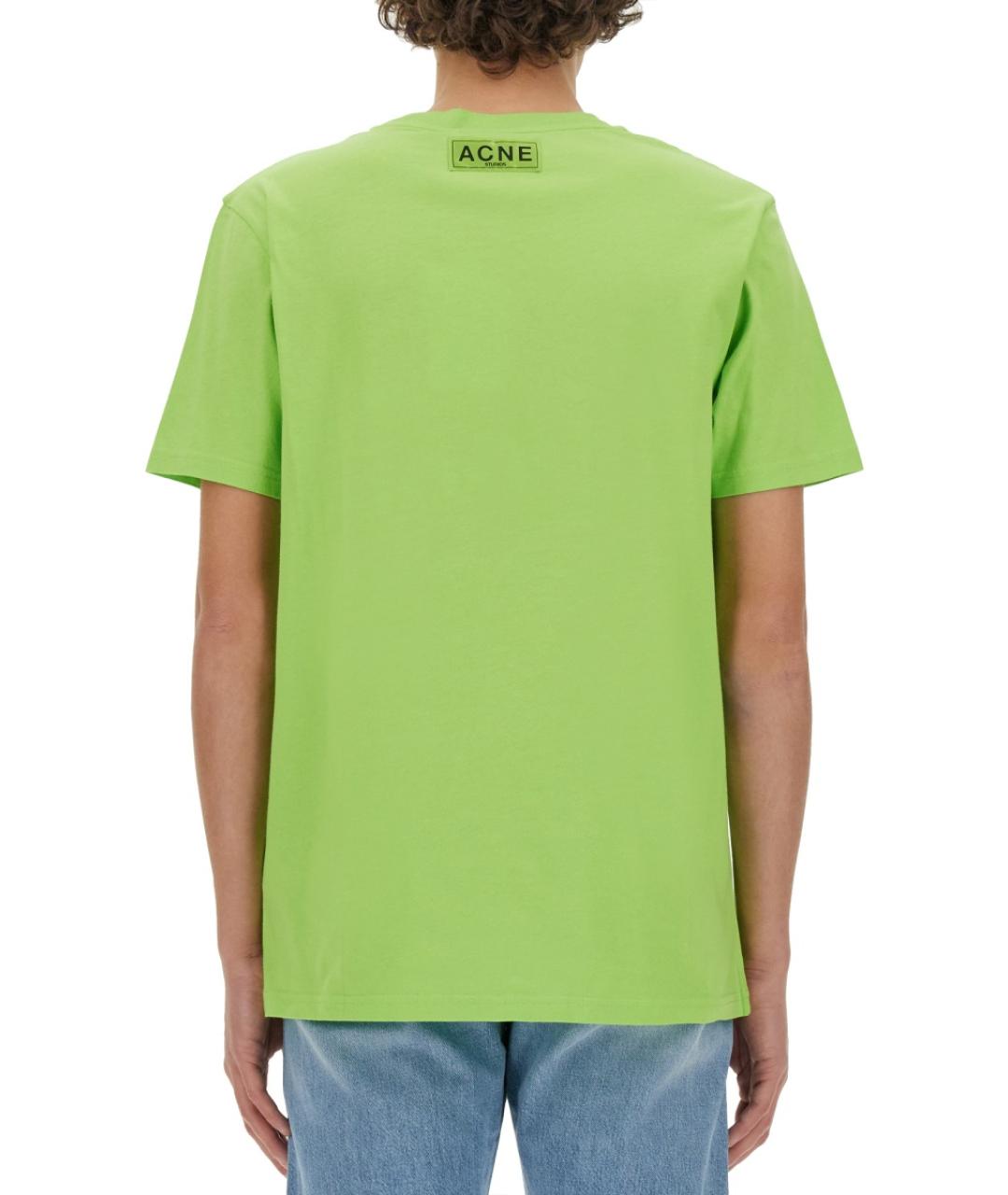 ACNE STUDIOS Зеленая хлопковая футболка, фото 4