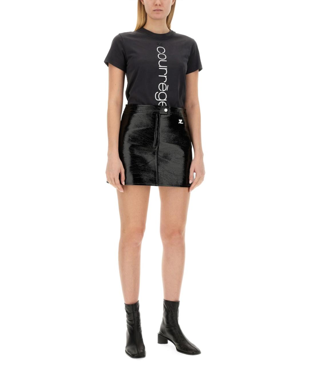 COURREGES Черная хлопковая футболка, фото 5