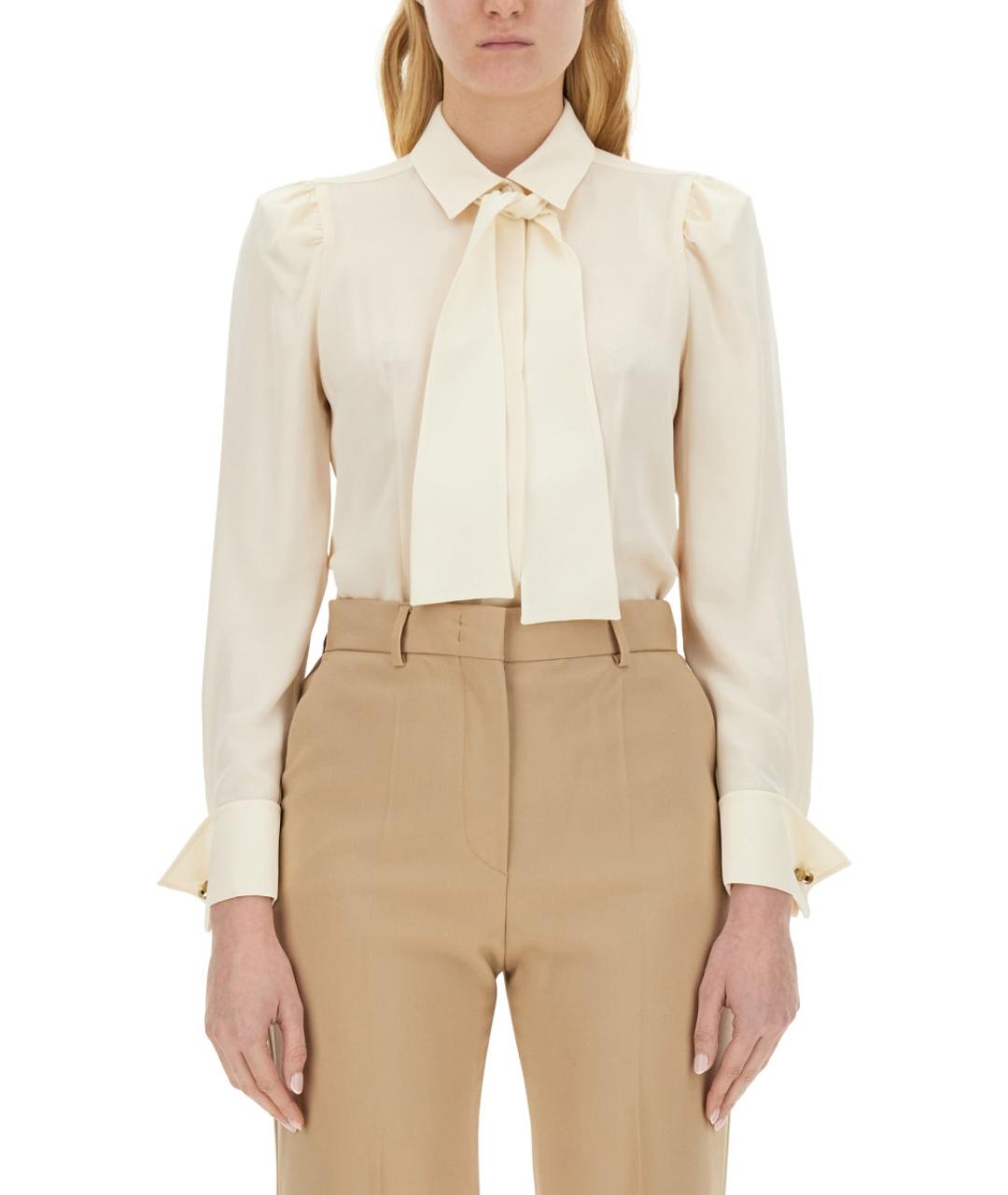 MAX MARA Бежевая шелковая рубашка, фото 5