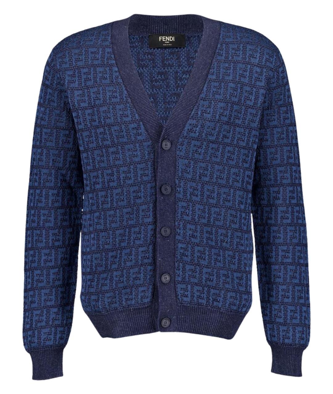FENDI Синий льняной кардиган, фото 1