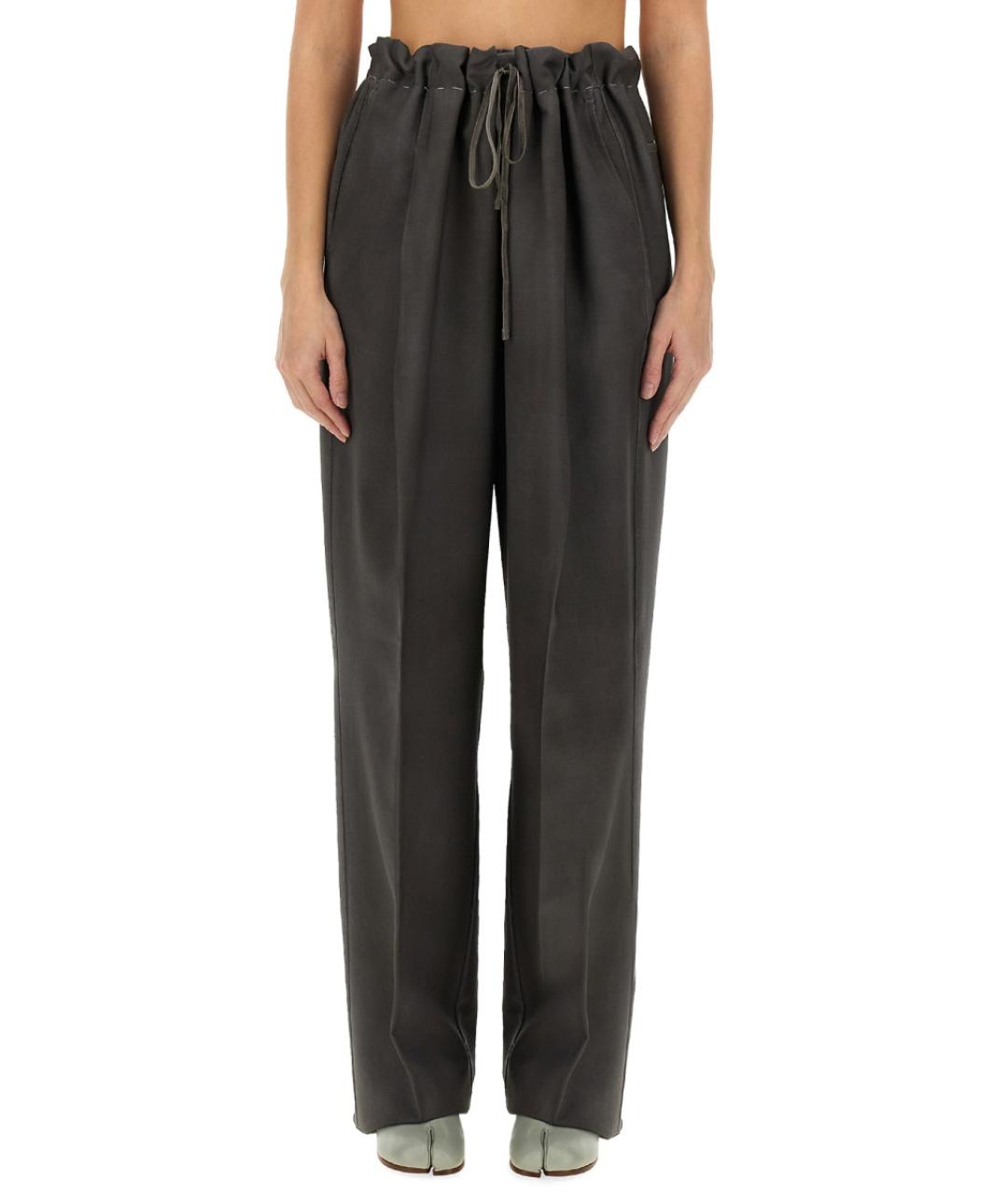 MAISON MARGIELA Серые хлопковые прямые брюки, фото 4