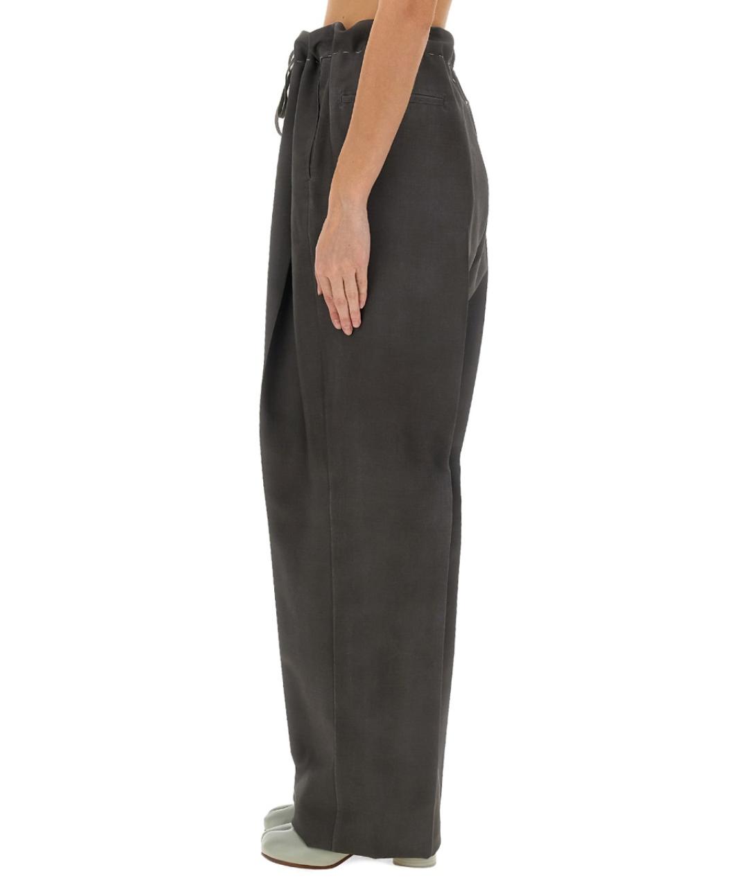 MAISON MARGIELA Серые хлопковые прямые брюки, фото 3