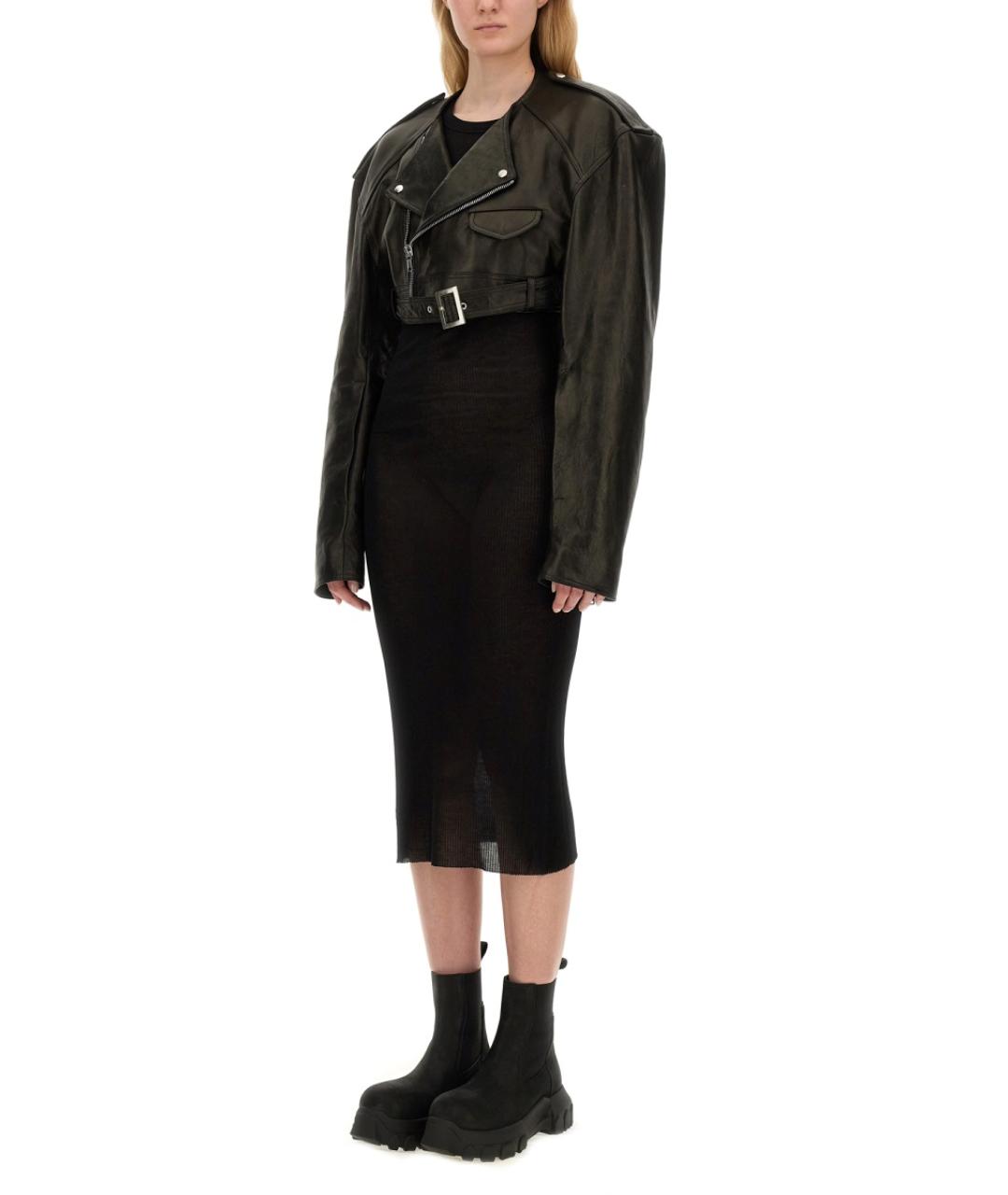 RICK OWENS Черная кожаная куртка, фото 2