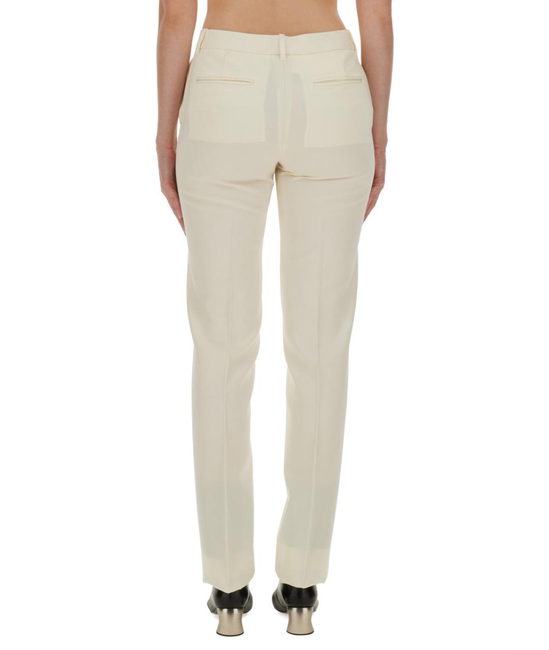 JIL SANDER Бежевые шерстяные прямые брюки, фото 3