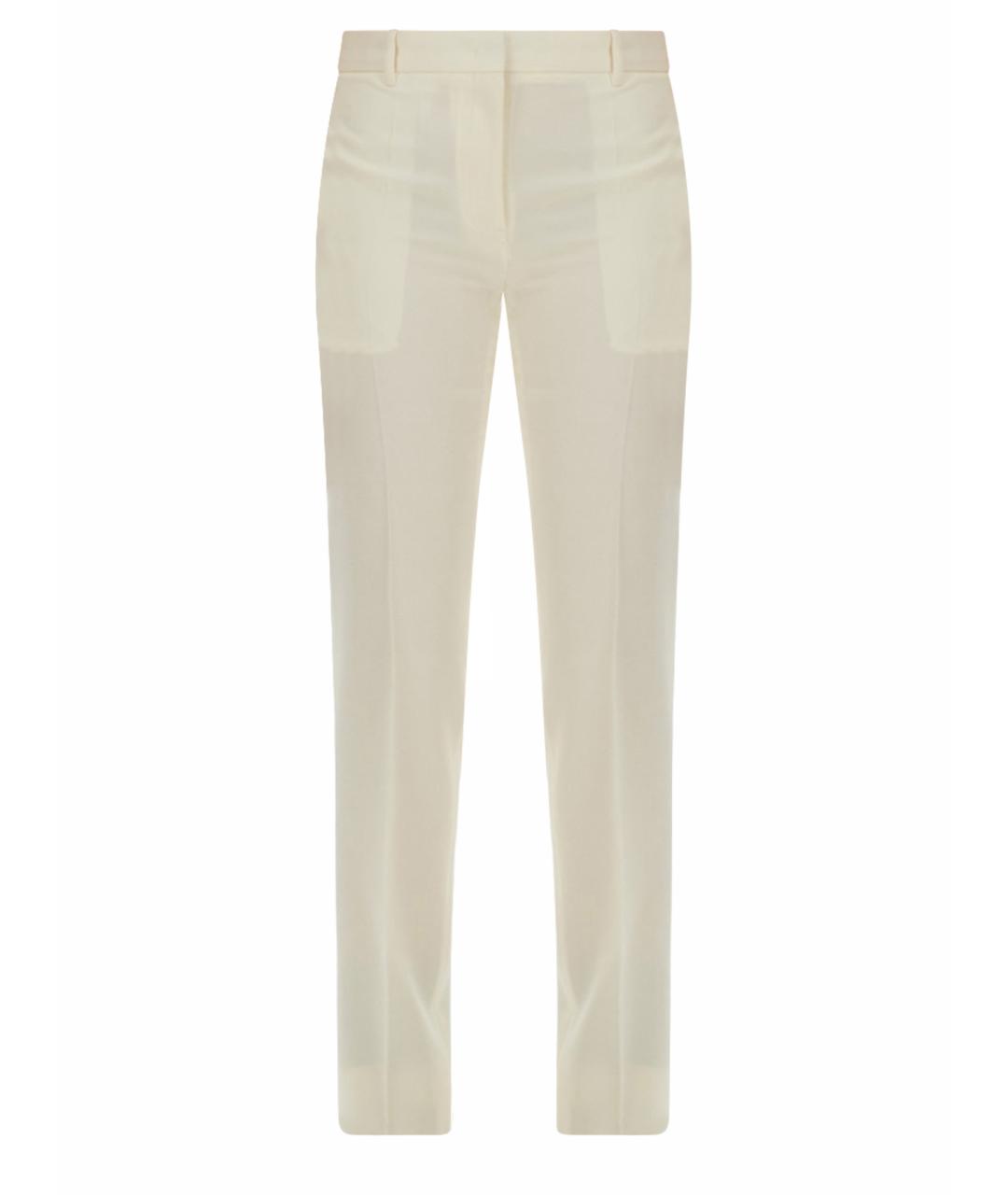 JIL SANDER Бежевые шерстяные прямые брюки, фото 1