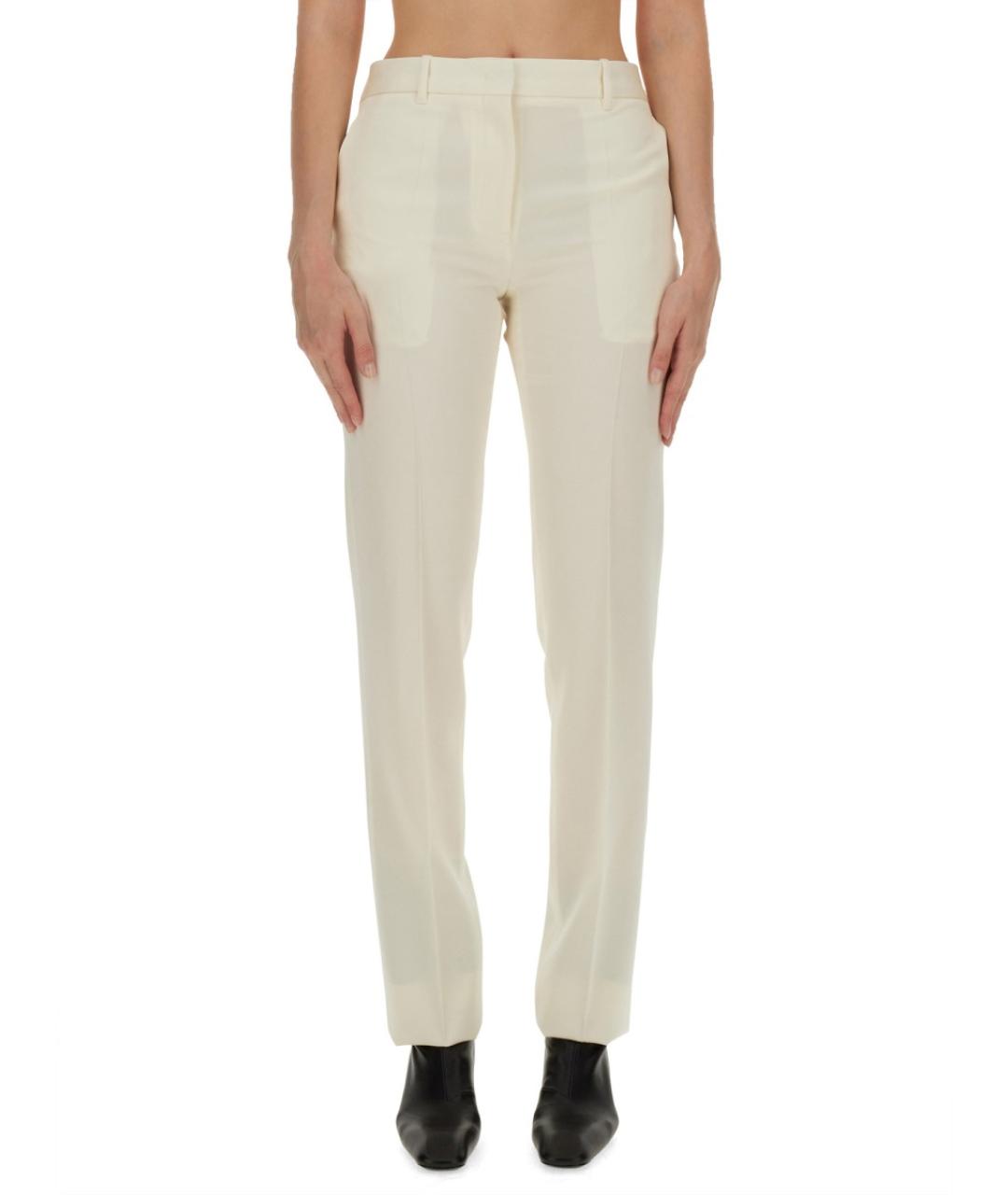 JIL SANDER Бежевые шерстяные прямые брюки, фото 5