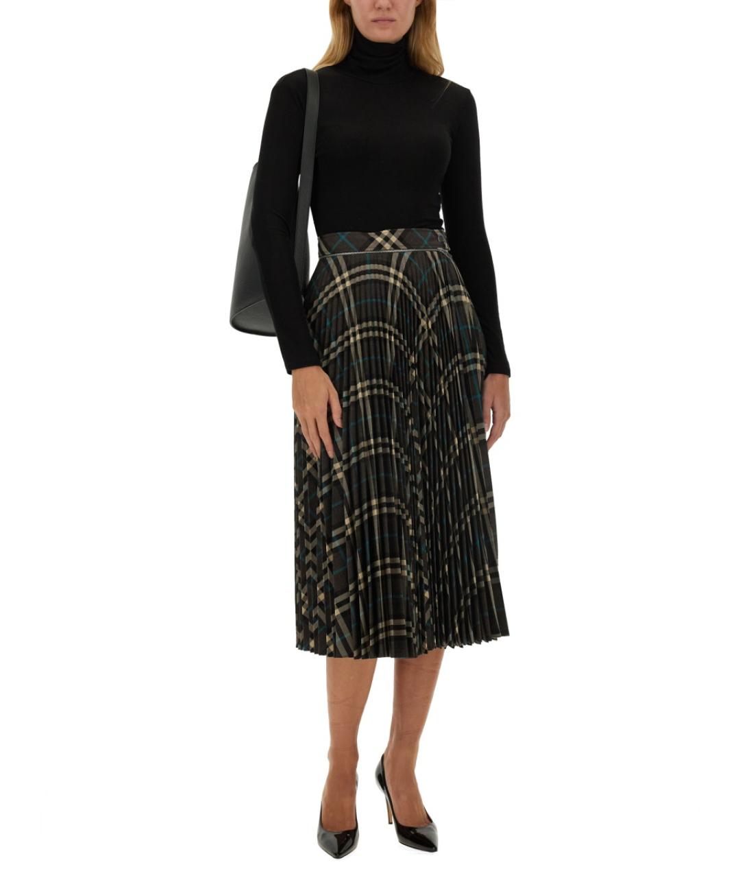 BURBERRY Мульти полиэстеровая юбка миди, фото 2