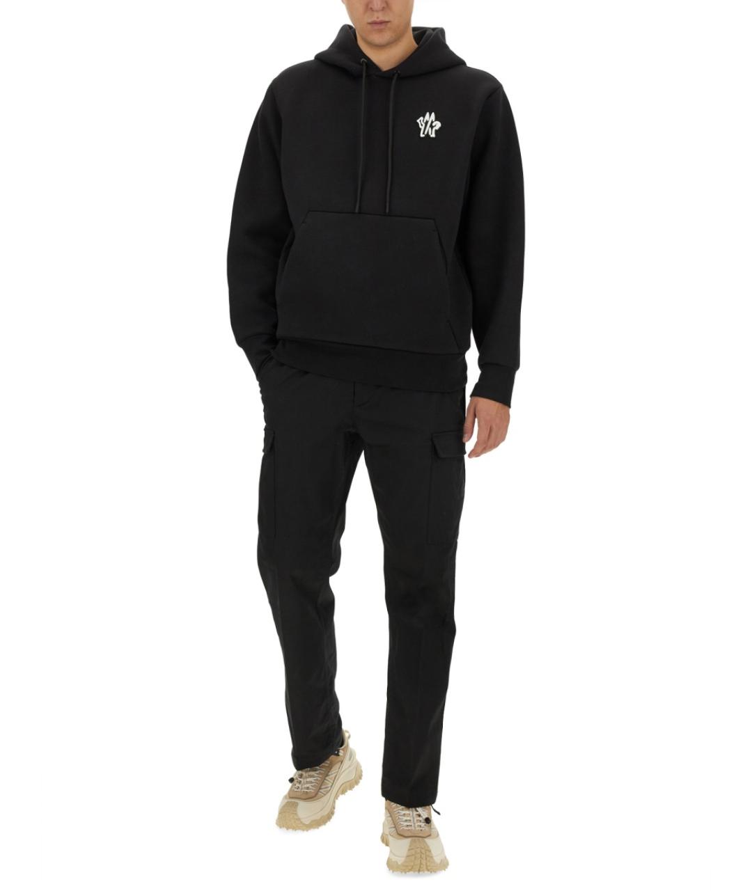 MONCLER Черные хлопковые повседневные брюки, фото 2