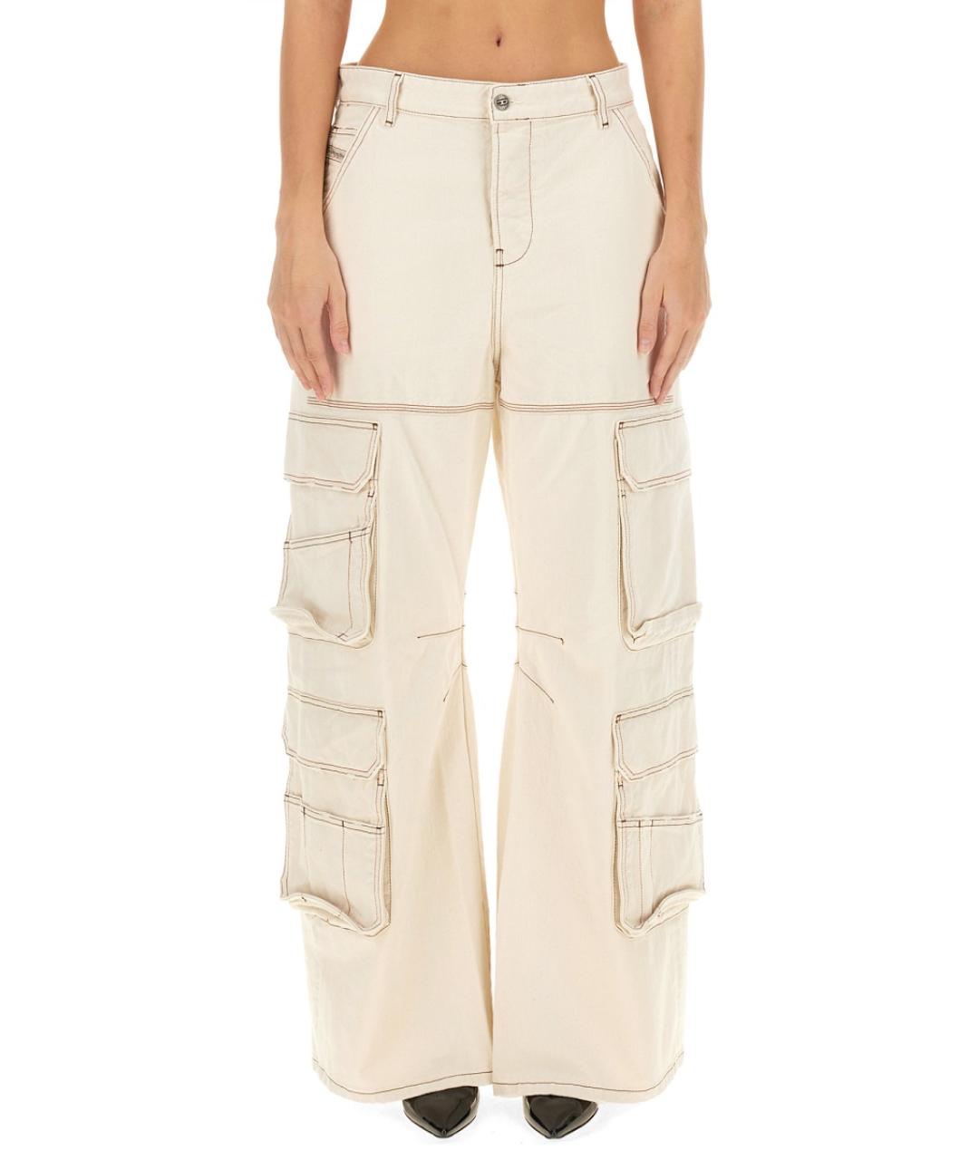 DIESEL Белые хлопковые прямые джинсы, фото 5