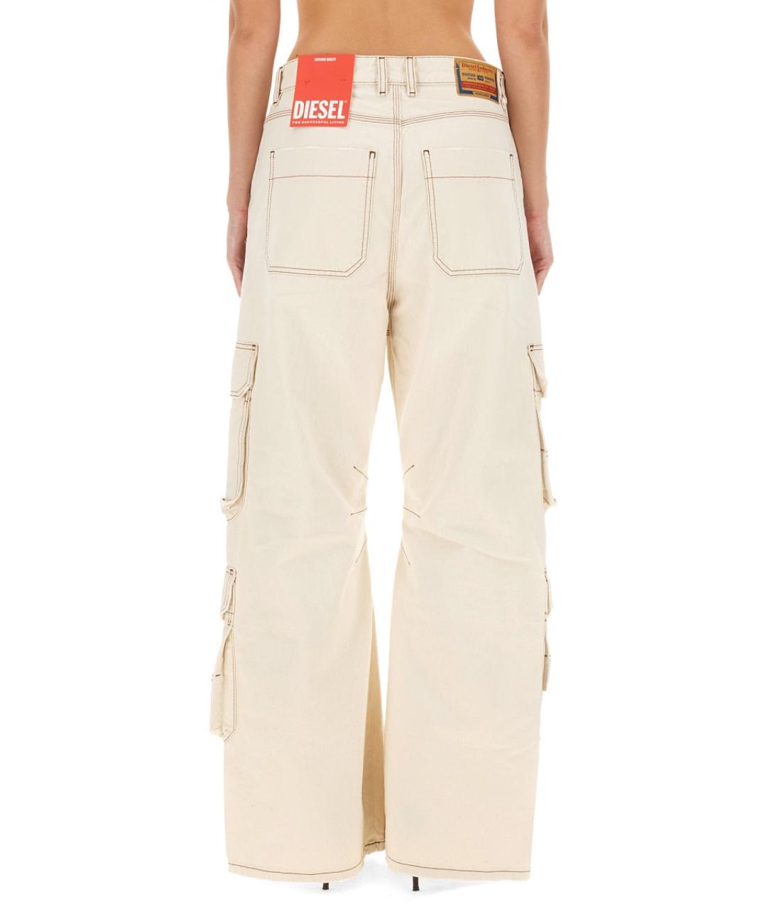 DIESEL Белые хлопковые прямые джинсы, фото 3