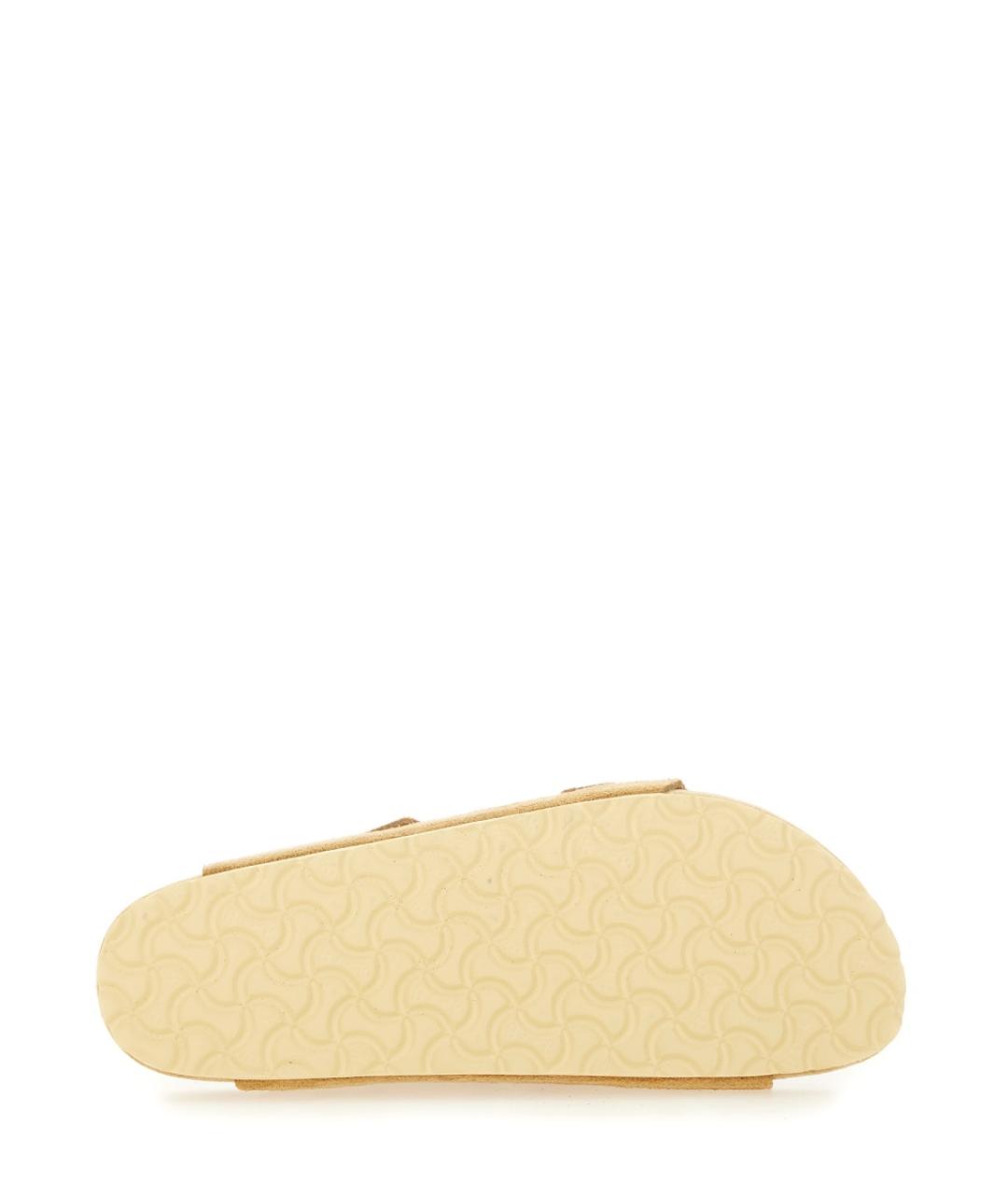 BIRKENSTOCK Бежевые кожаные шлепанцы, фото 6