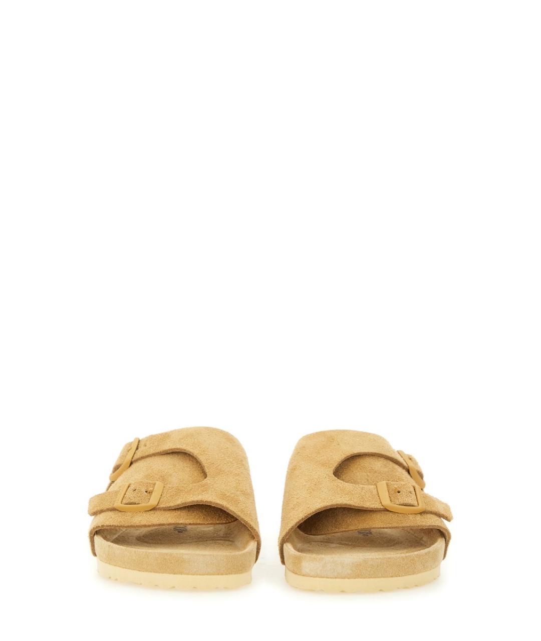 BIRKENSTOCK Бежевые кожаные шлепанцы, фото 5
