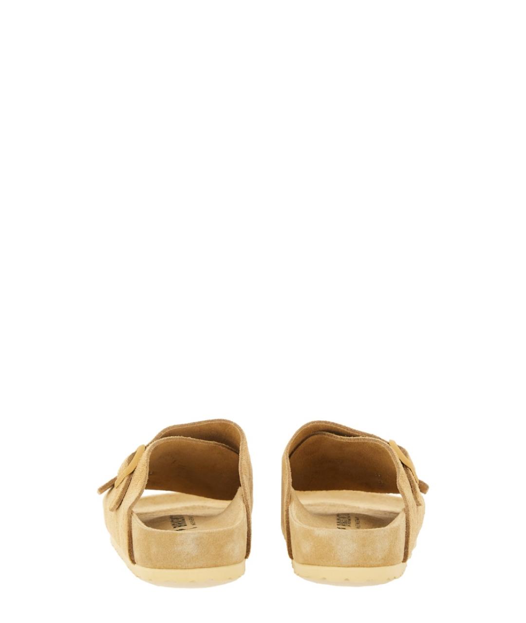 BIRKENSTOCK Бежевые кожаные шлепанцы, фото 4