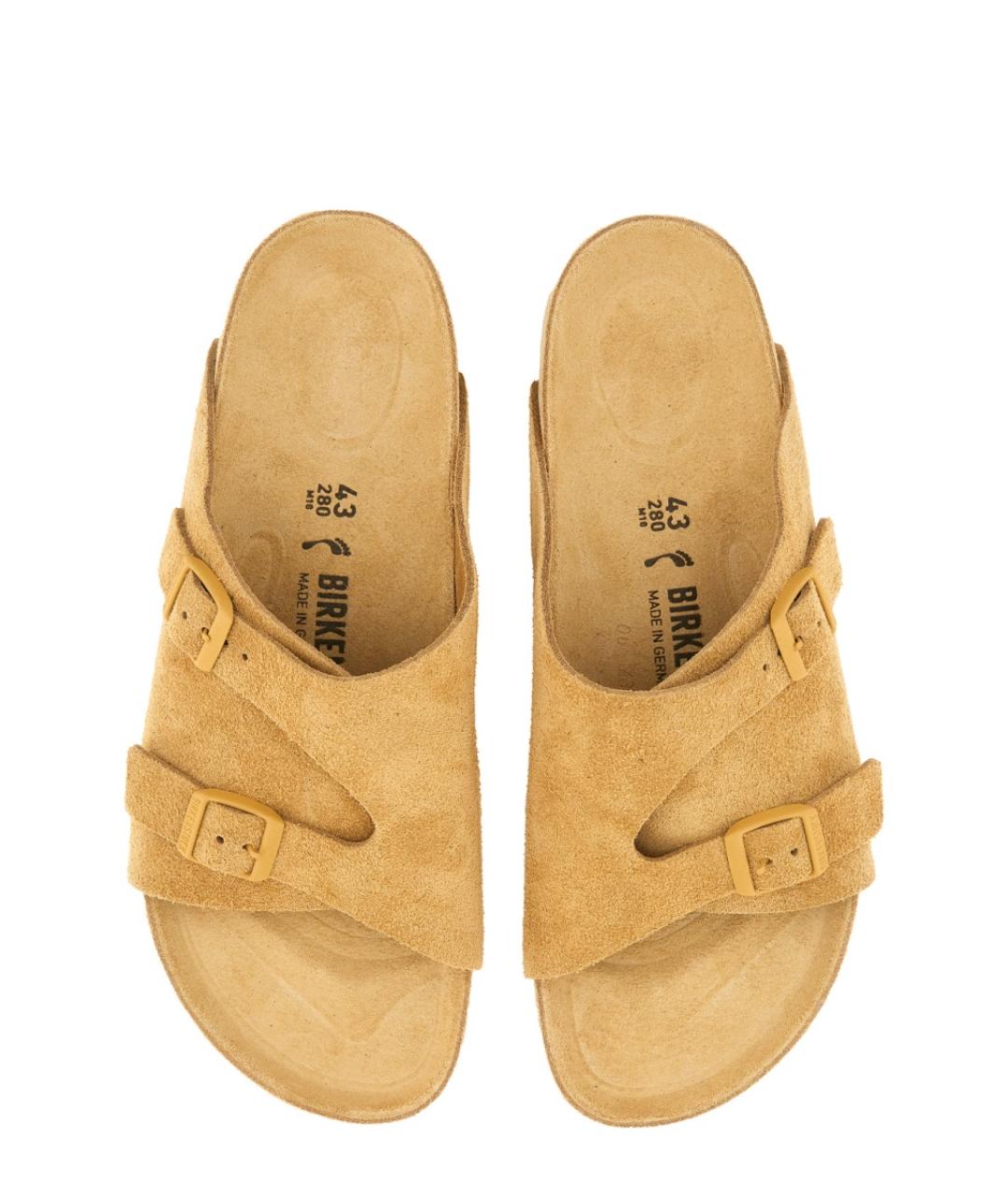 BIRKENSTOCK Бежевые кожаные шлепанцы, фото 2