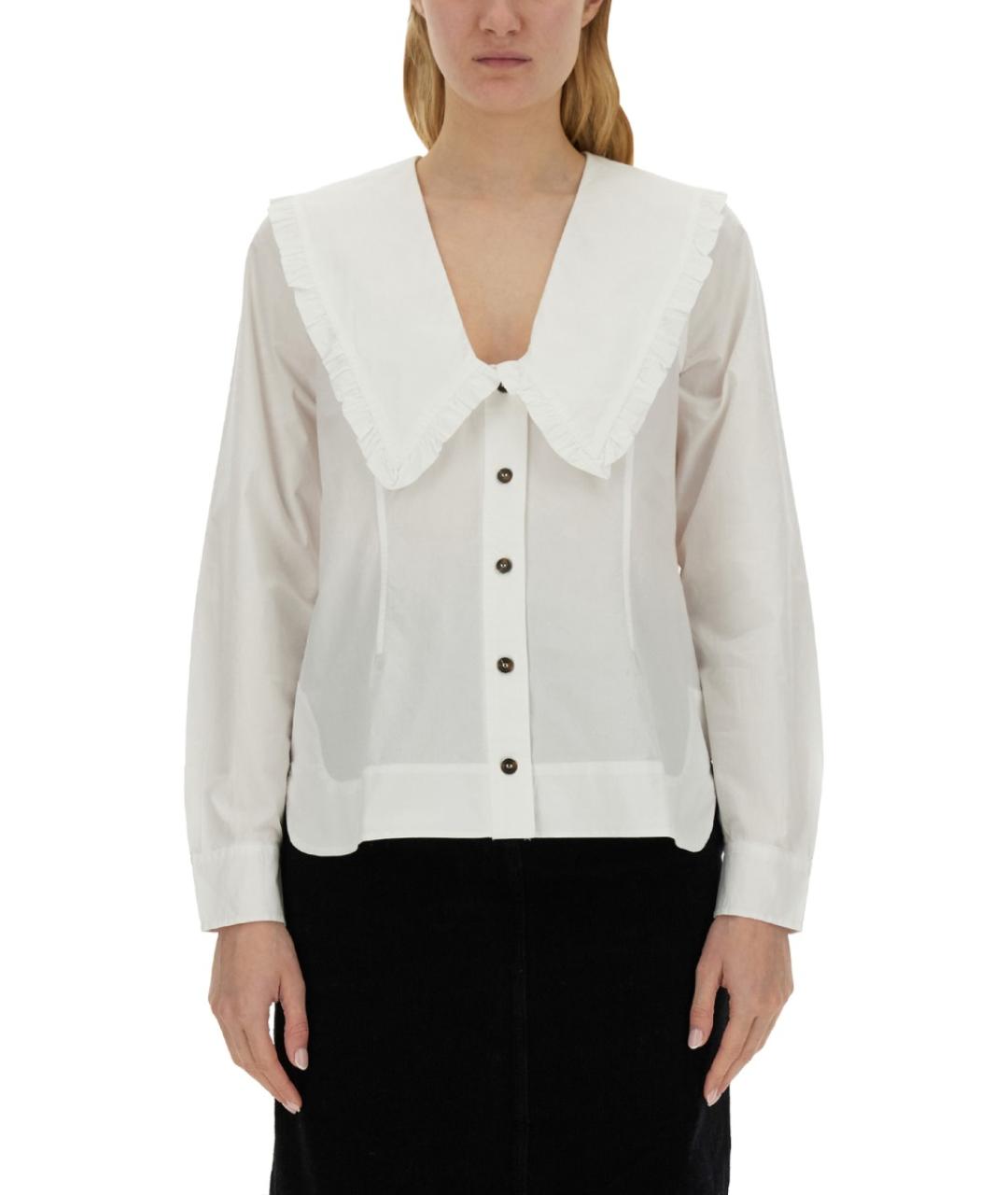 GANNI Белая хлопковая рубашка, фото 2