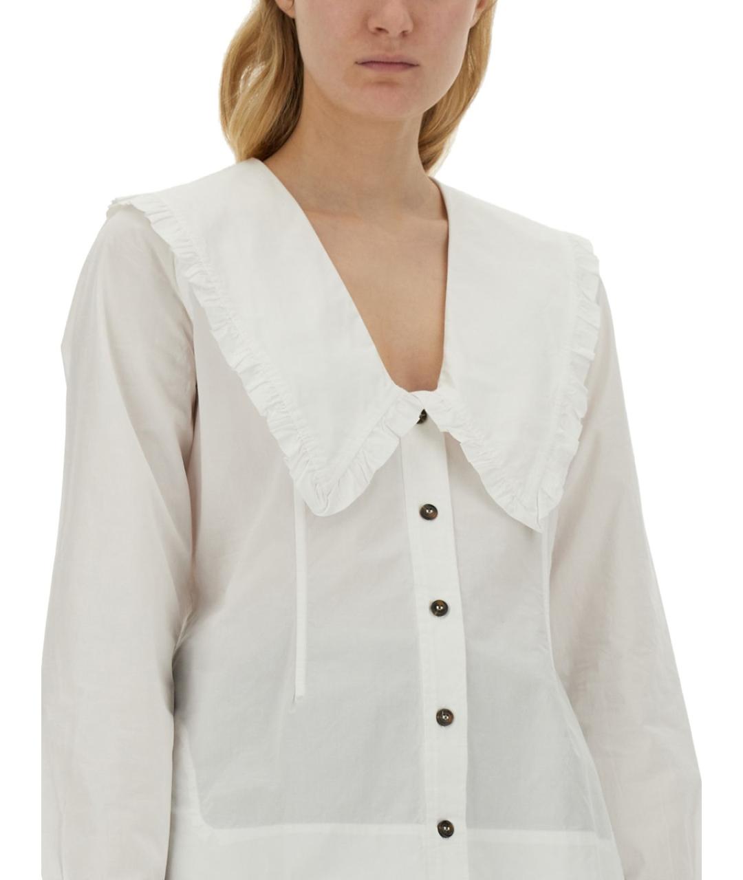 GANNI Белая хлопковая рубашка, фото 5