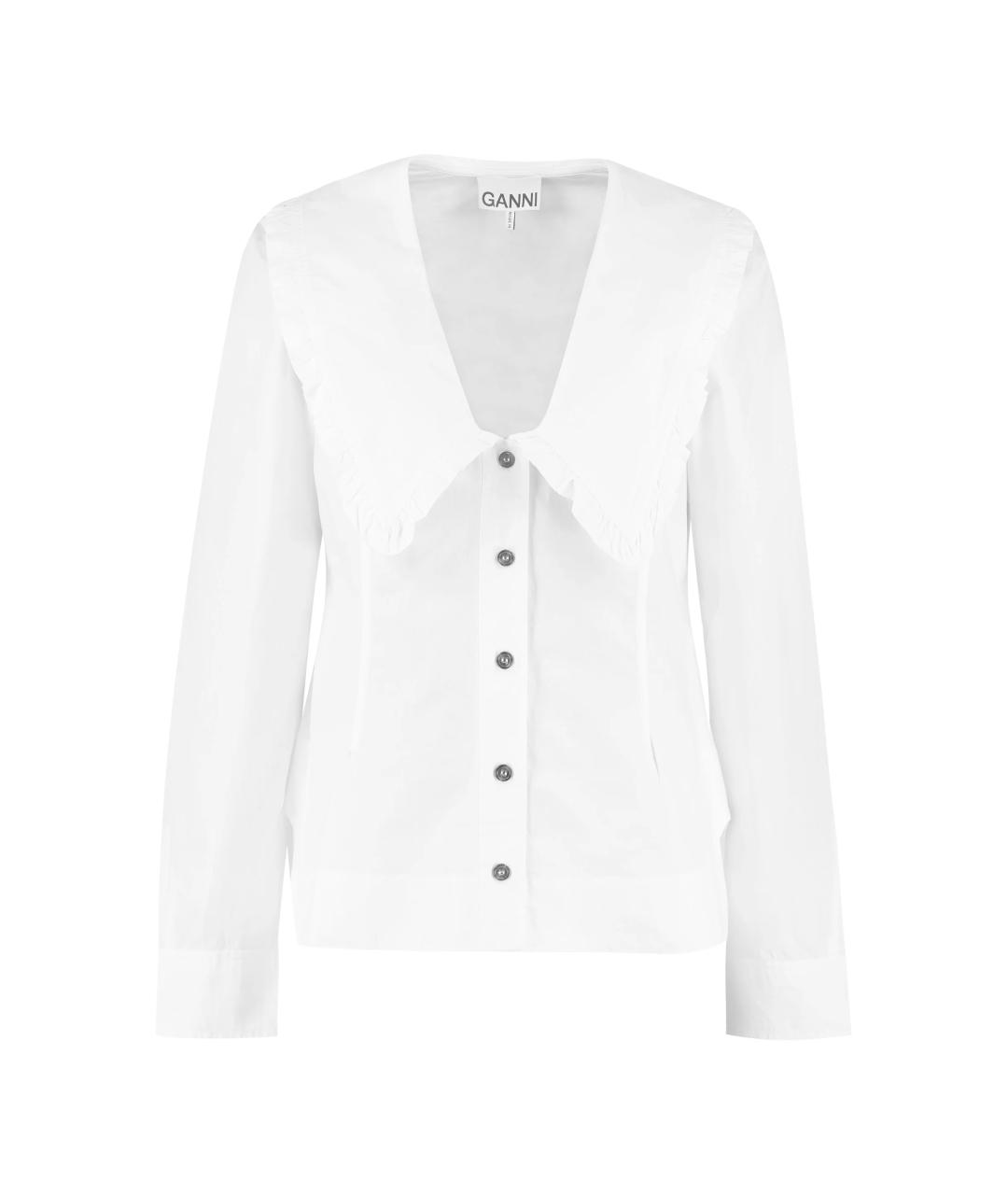 GANNI Белая хлопковая рубашка, фото 1