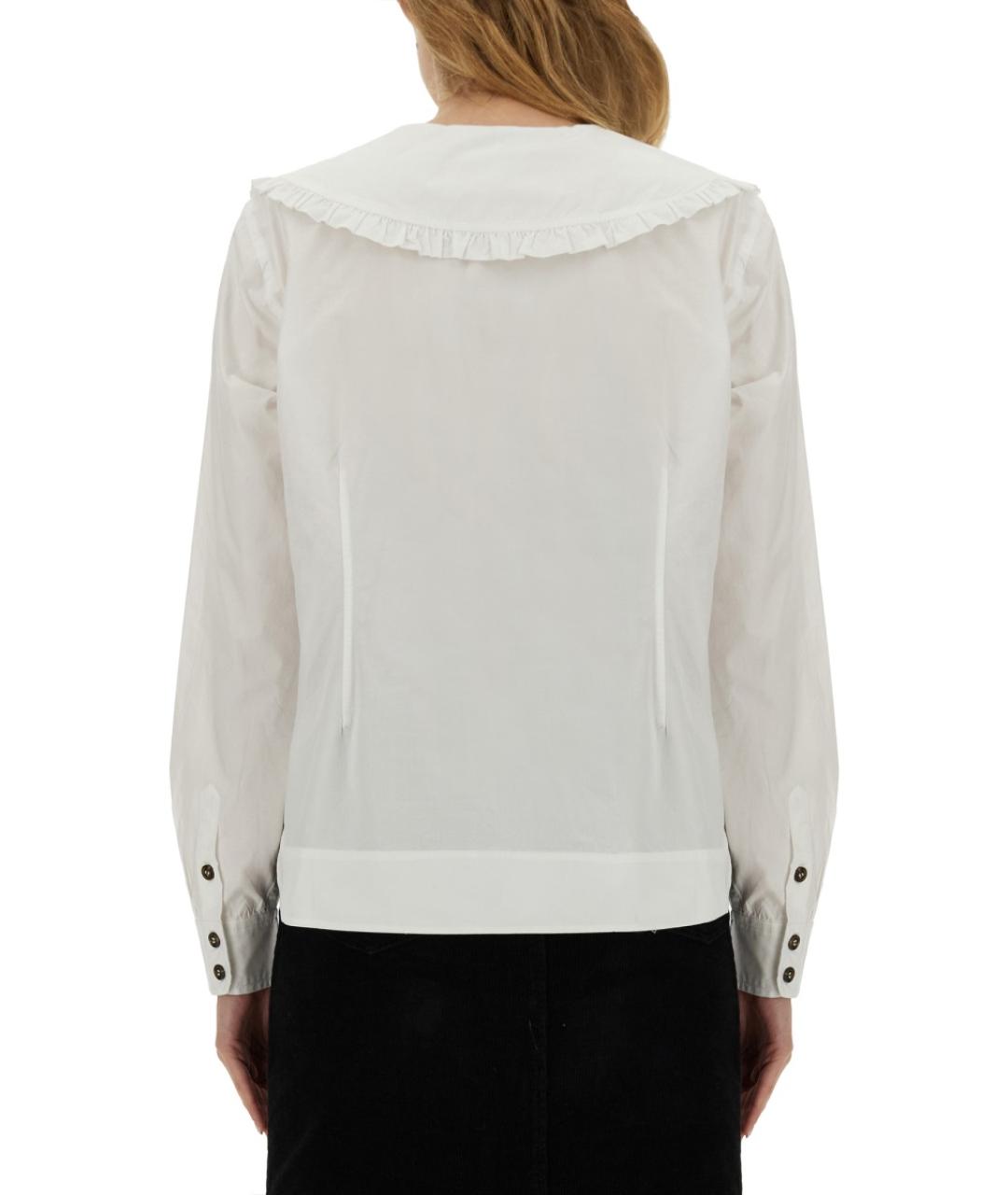 GANNI Белая хлопковая рубашка, фото 4