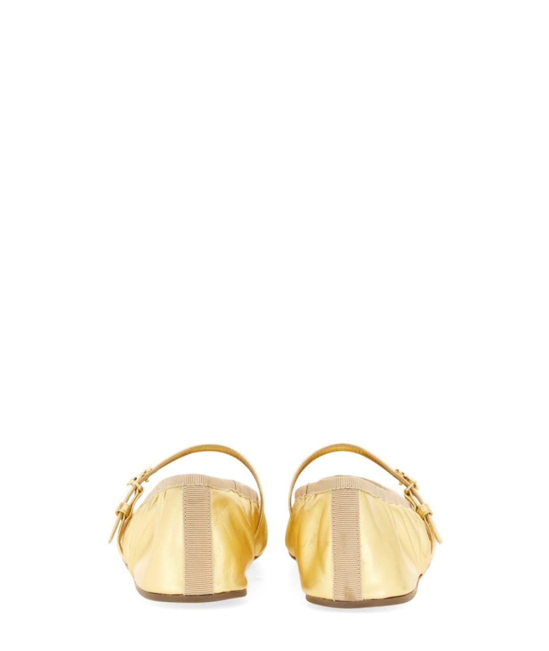 DOLCE&GABBANA Золотые кожаные балетки, фото 3