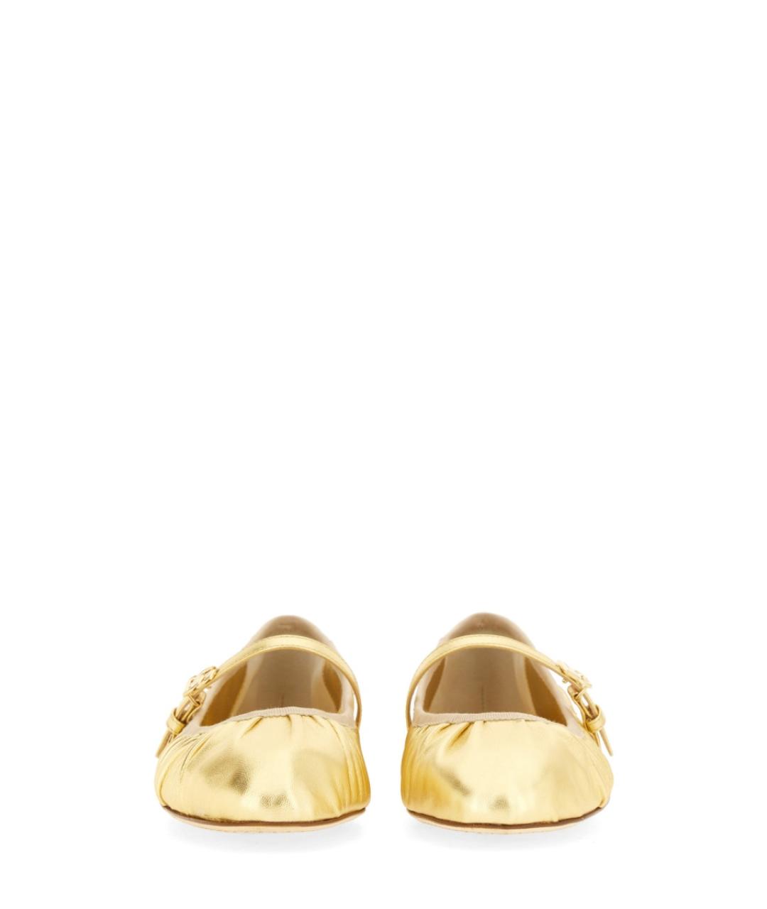 DOLCE&GABBANA Золотые кожаные балетки, фото 4