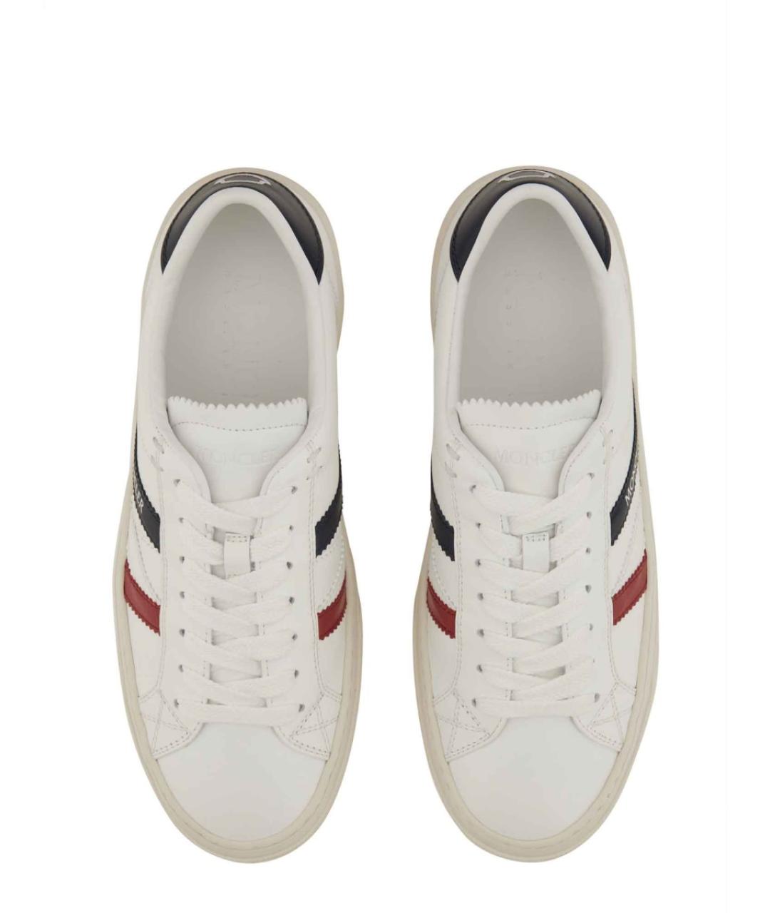 MONCLER Белые кожаные кроссовки, фото 4