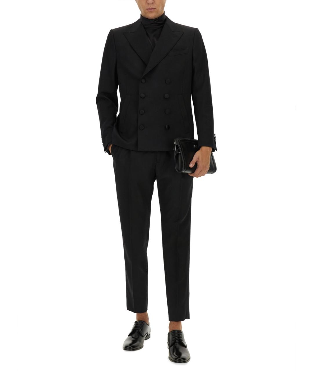 DOLCE&GABBANA Черные шерстяные повседневные брюки, фото 2