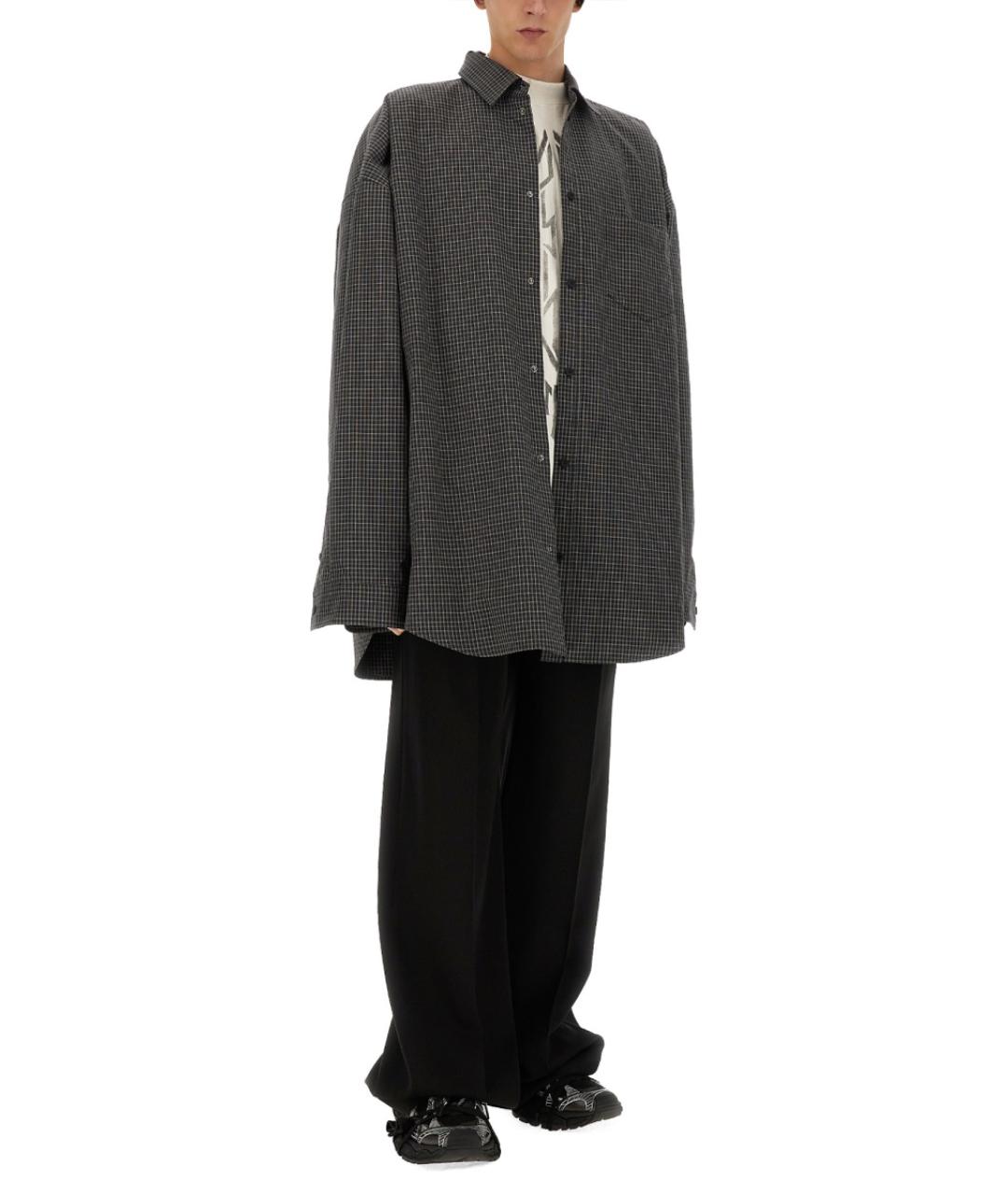 BALENCIAGA Серая хлопковая кэжуал рубашка, фото 2