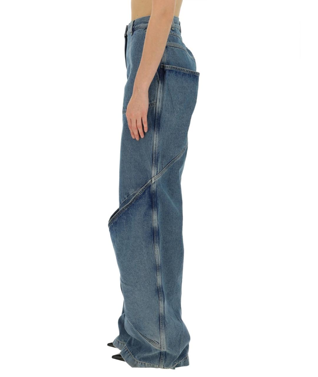 THE ATTICO Синие хлопковые прямые джинсы, фото 4