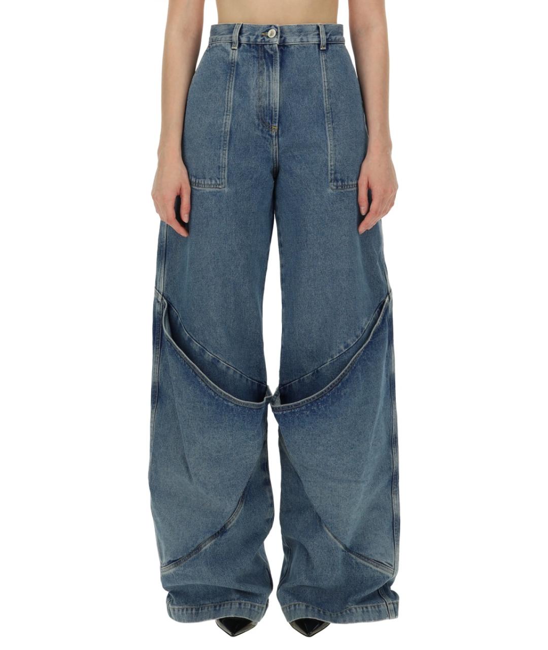 THE ATTICO Синие хлопковые прямые джинсы, фото 2