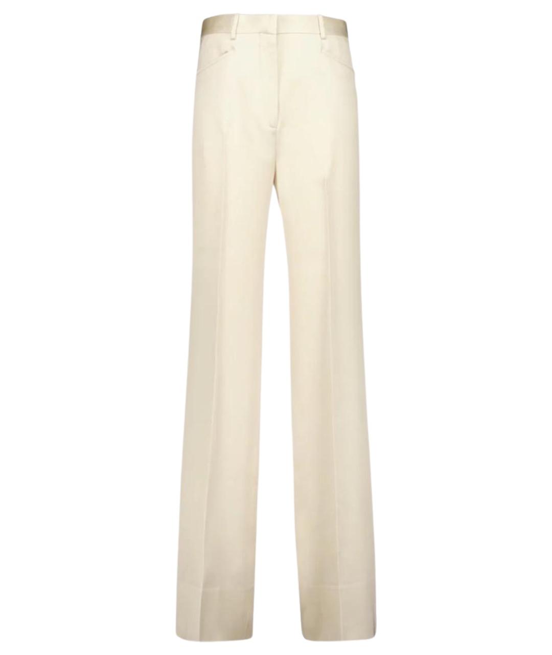 TOM FORD Белые шелковые прямые брюки, фото 1