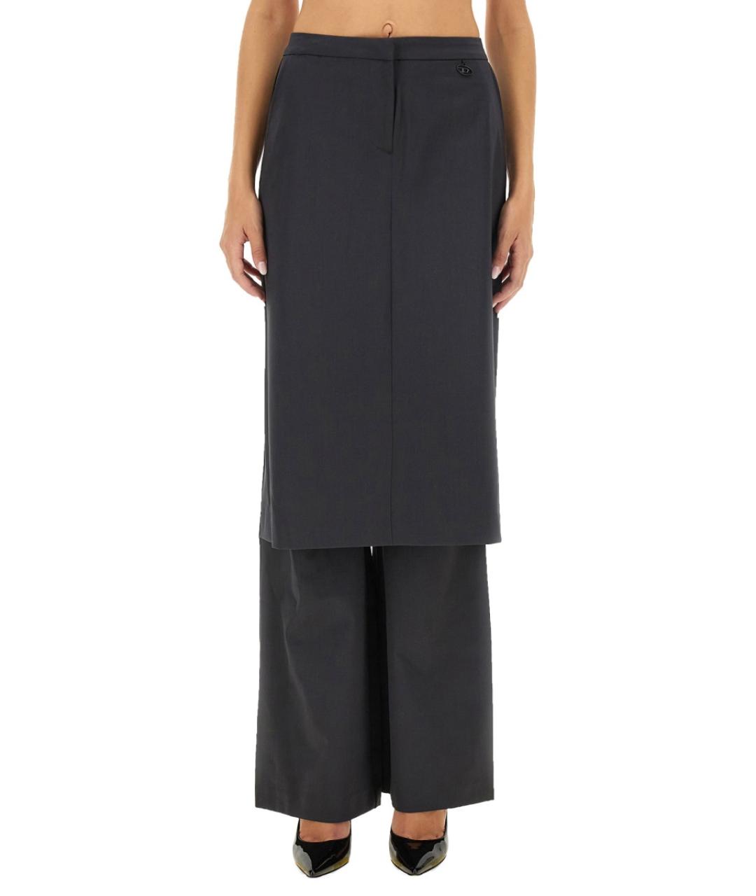 DIESEL Серые полиэстеровые брюки широкие, фото 5