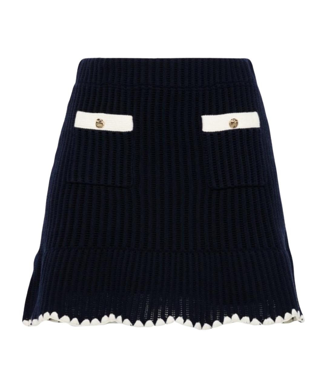SELF-PORTRAIT Синяя кашемировая юбка мини, фото 1