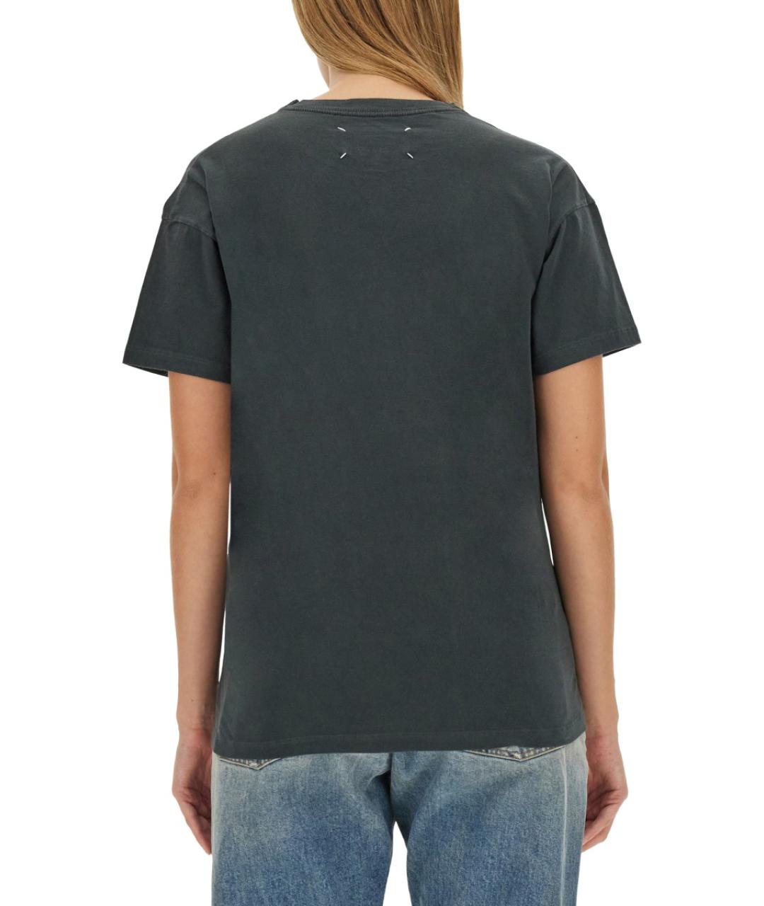 MAISON MARGIELA Антрацитовая хлопковая футболка, фото 4