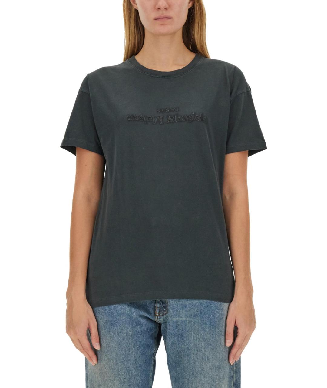 MAISON MARGIELA Антрацитовая хлопковая футболка, фото 2