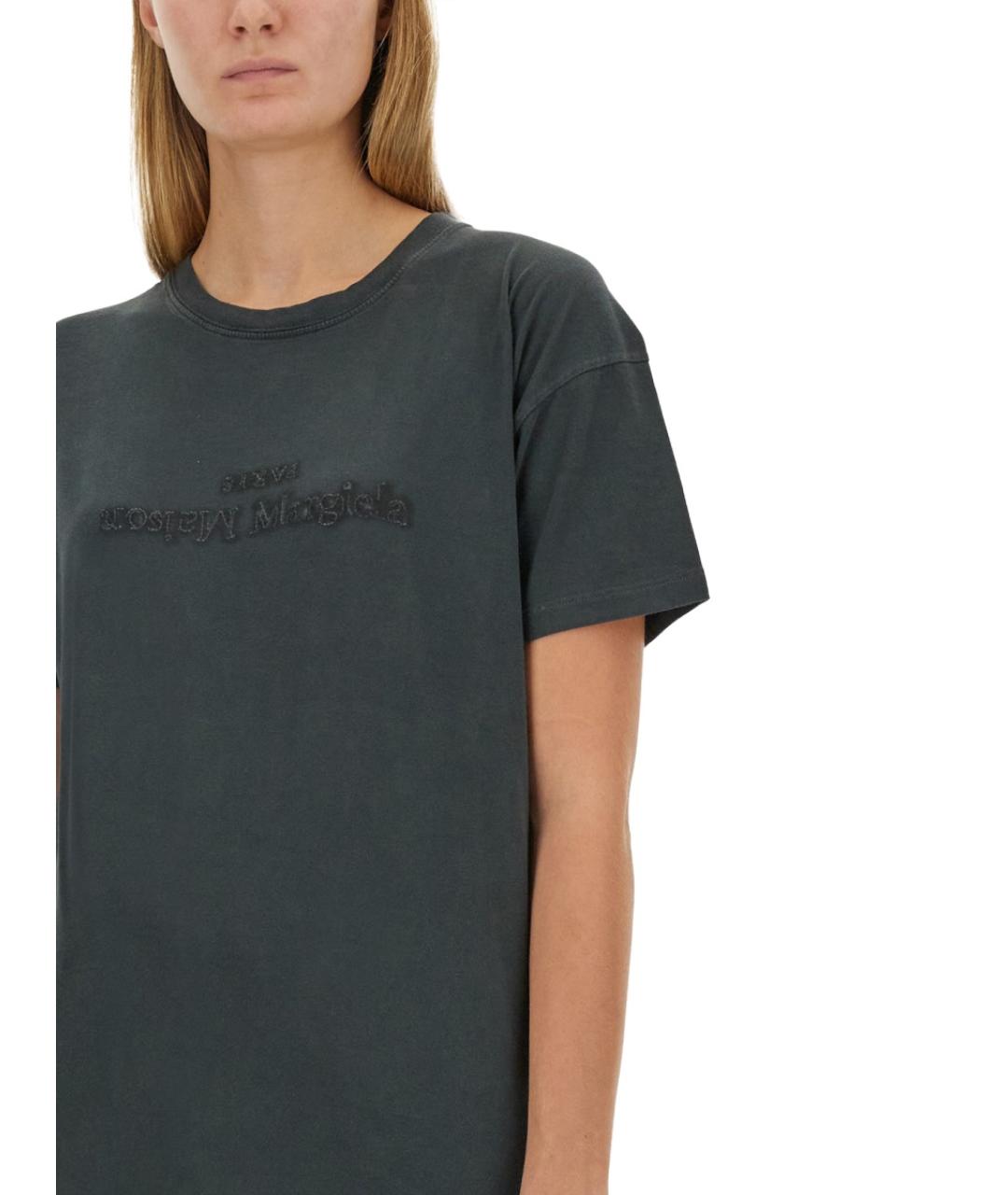 MAISON MARGIELA Антрацитовая хлопковая футболка, фото 5