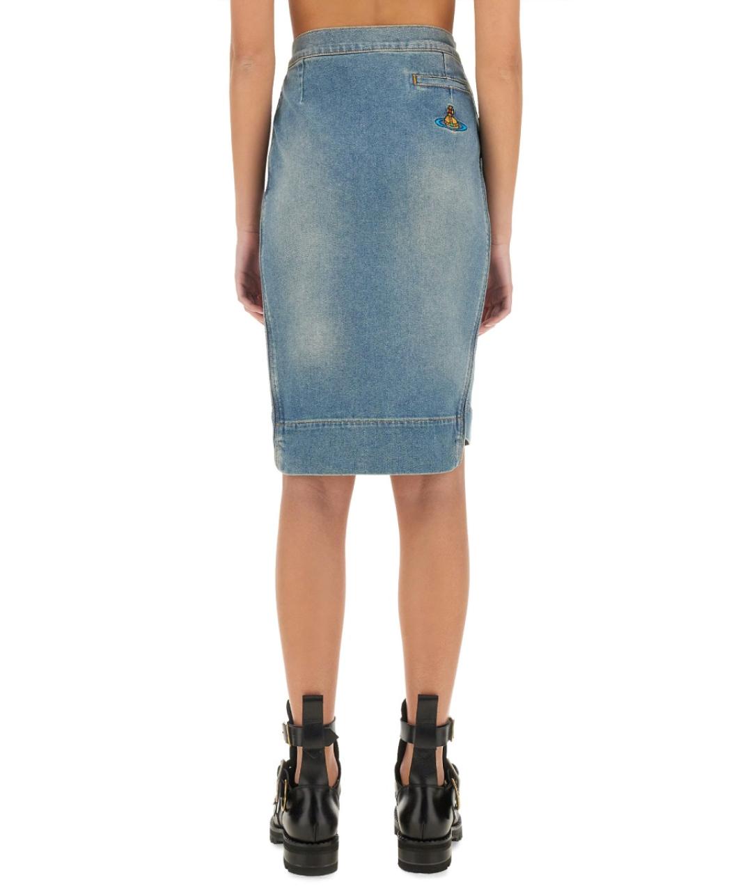 VIVIENNE WESTWOOD Синяя хлопковая юбка миди, фото 3