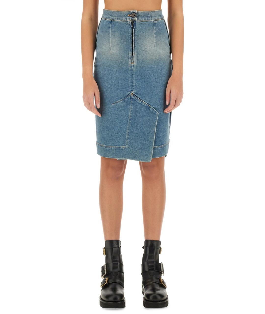 VIVIENNE WESTWOOD Синяя хлопковая юбка миди, фото 5