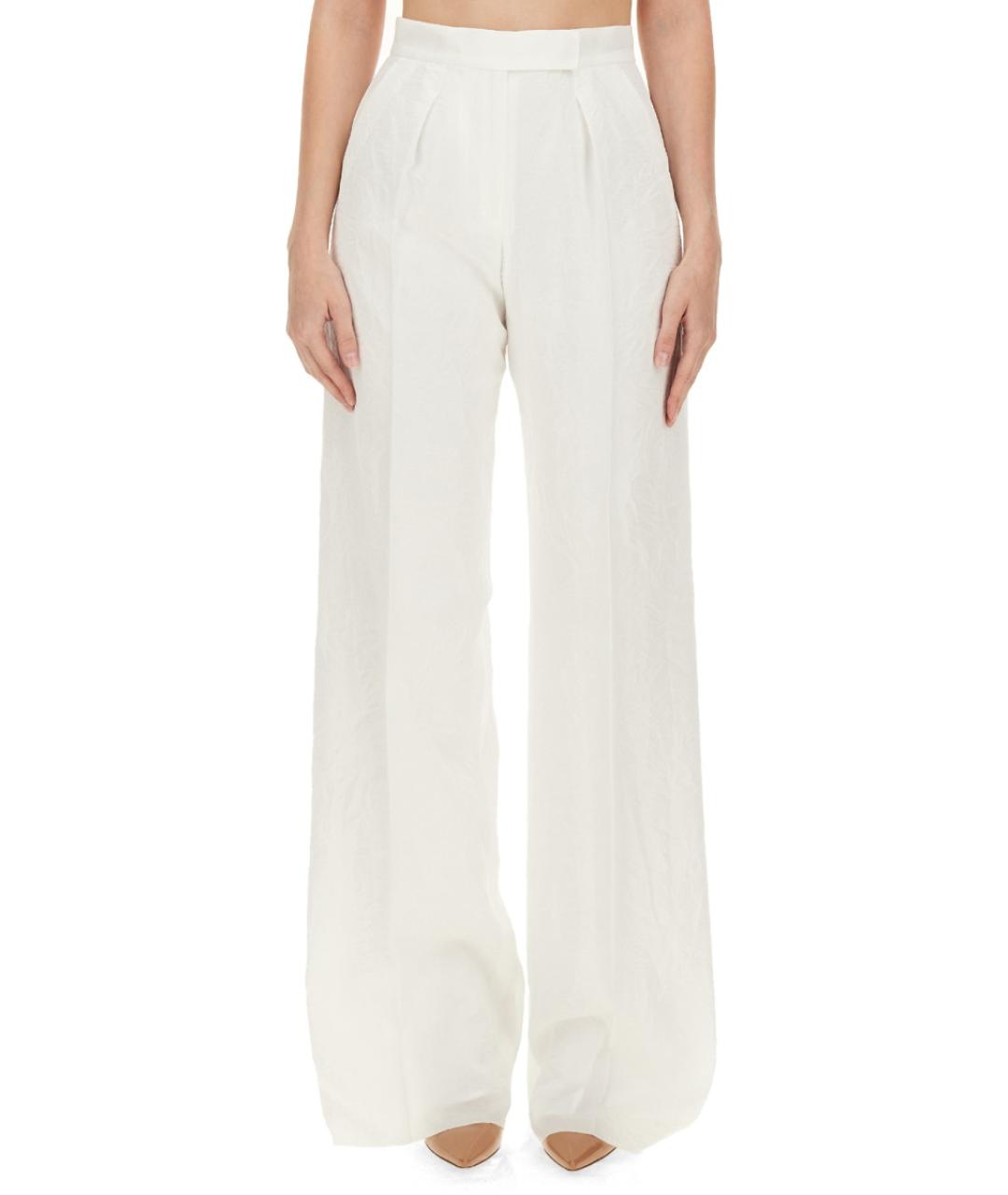 MAX MARA Белые ацетатные прямые брюки, фото 5
