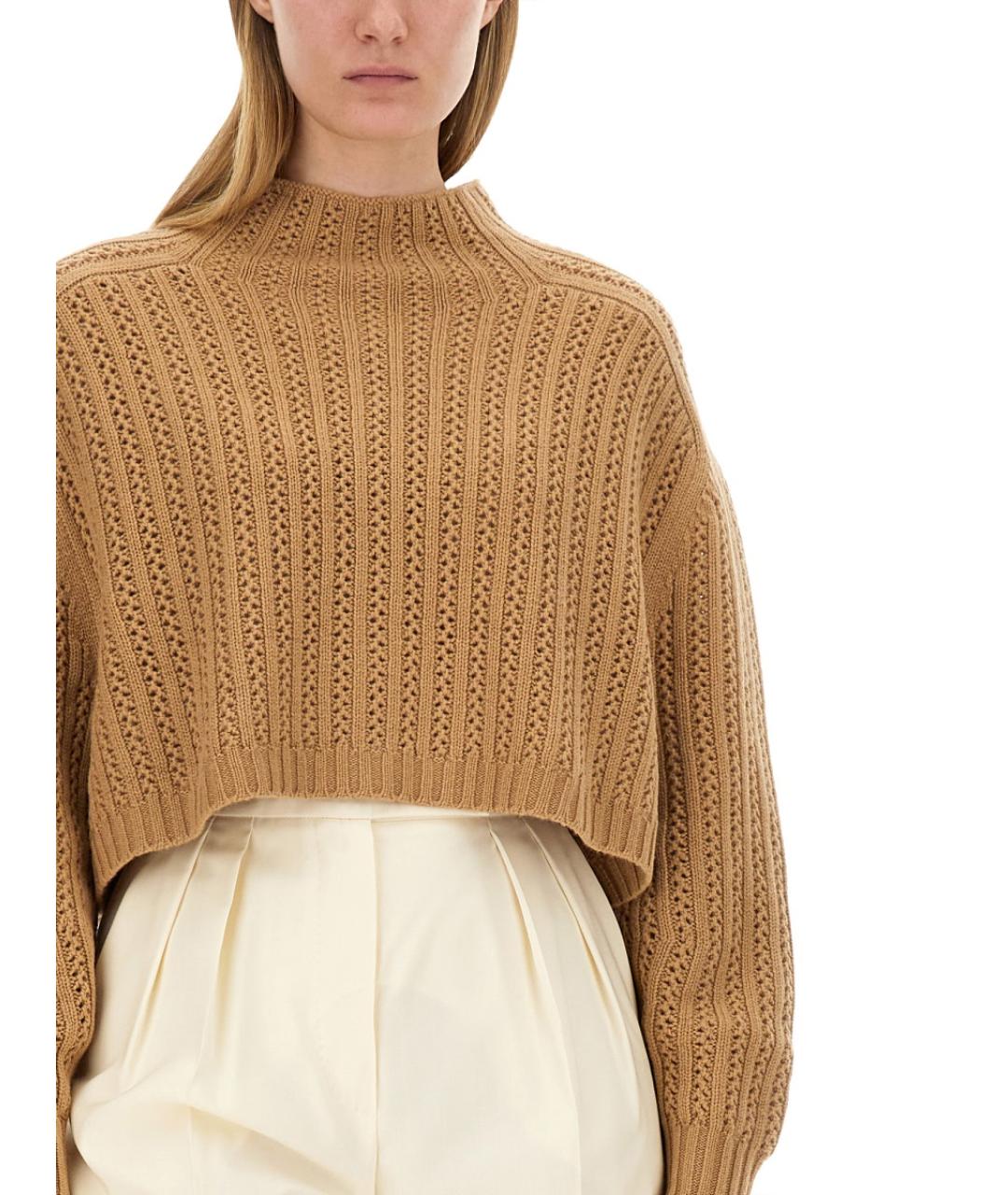 MAX MARA Бежевый шерстяной джемпер / свитер, фото 5