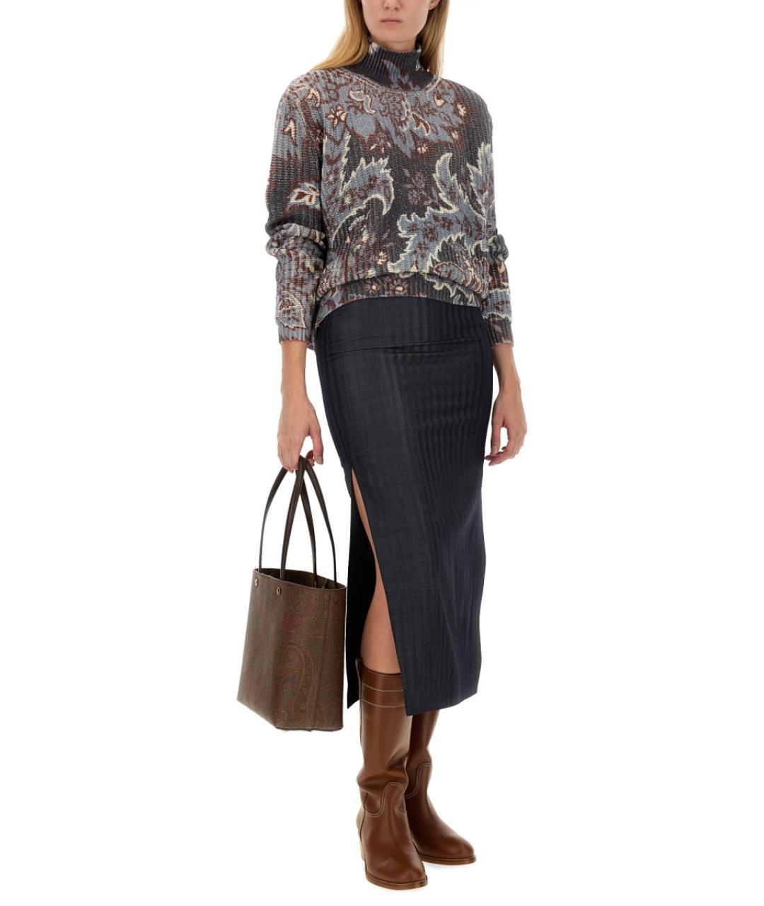 ETRO Серая шерстяная юбка миди, фото 2