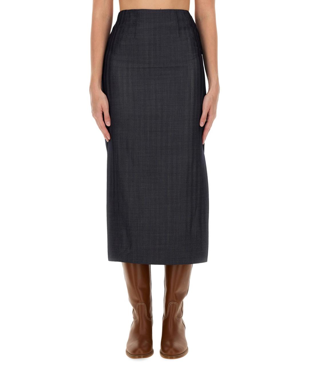 ETRO Серая шерстяная юбка миди, фото 5