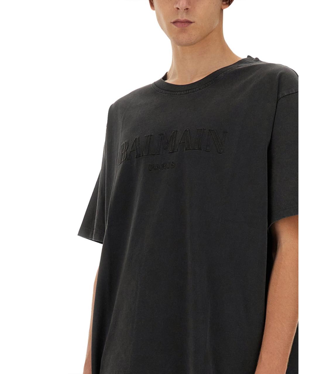 BALMAIN Черная хлопковая футболка, фото 5