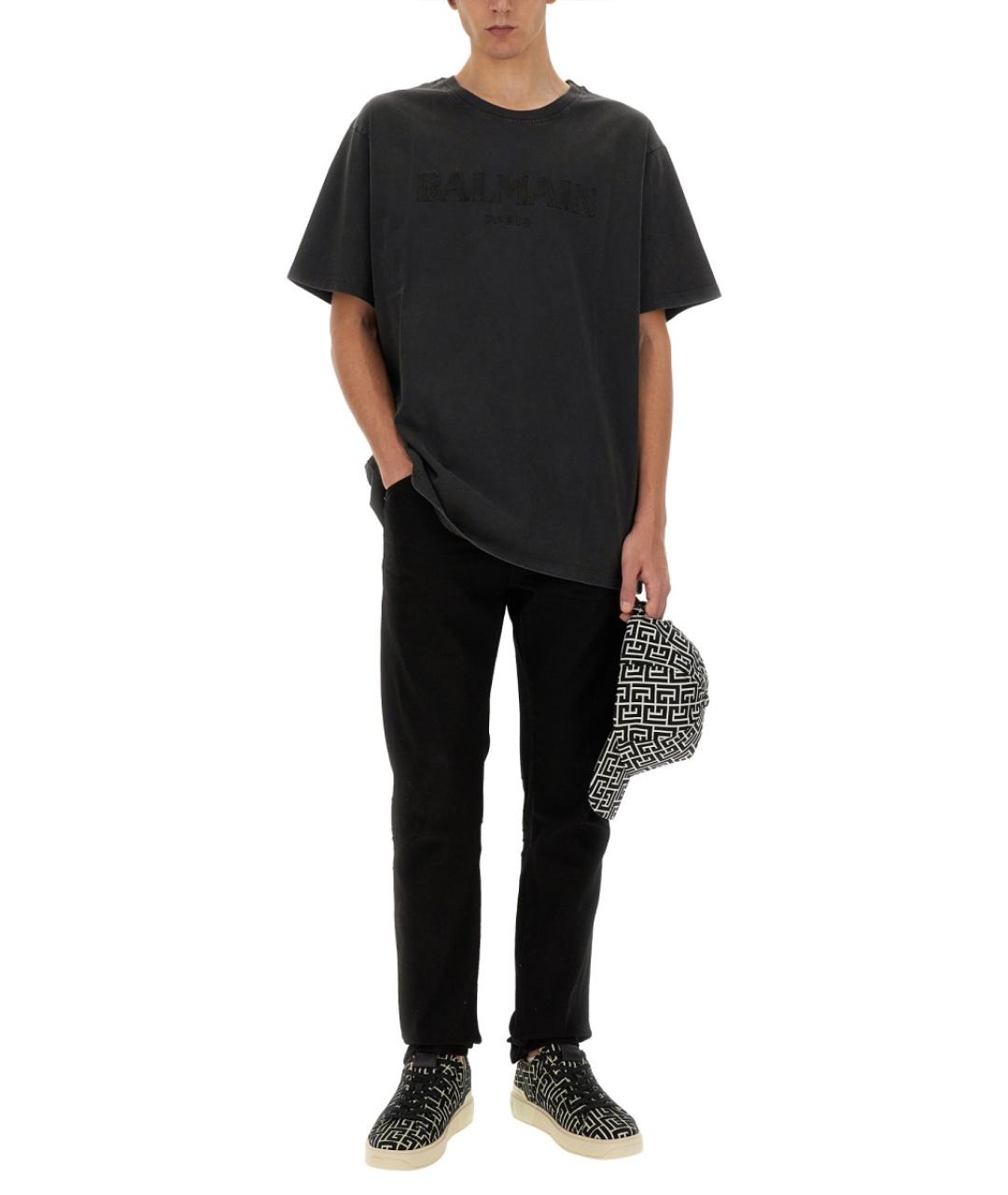 BALMAIN Черная хлопковая футболка, фото 3