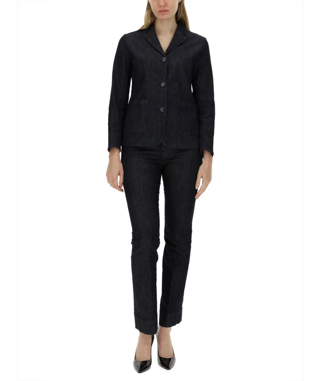 'S MAX MARA Синие хлопковые прямые брюки, фото 2