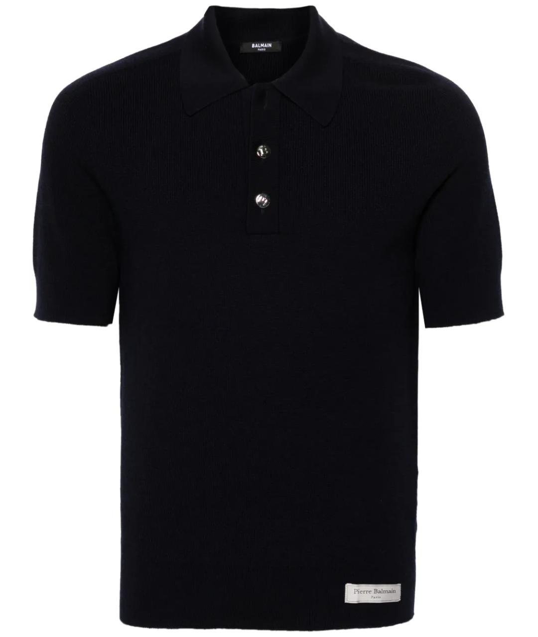 BALMAIN Синее поло с коротким рукавом, фото 1