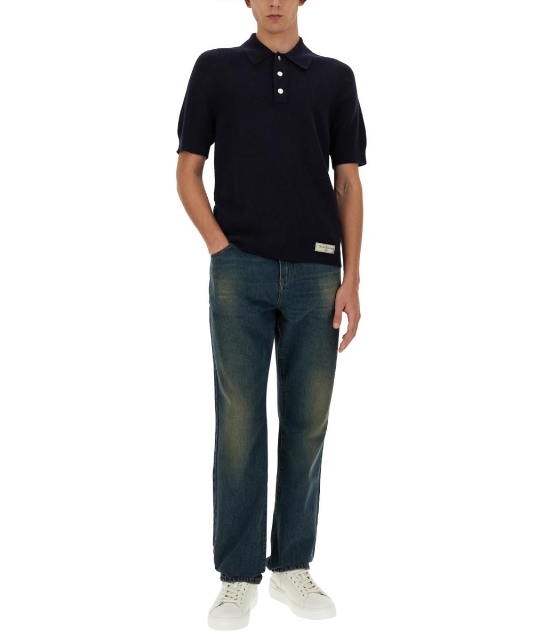 BALMAIN Синее поло с коротким рукавом, фото 2