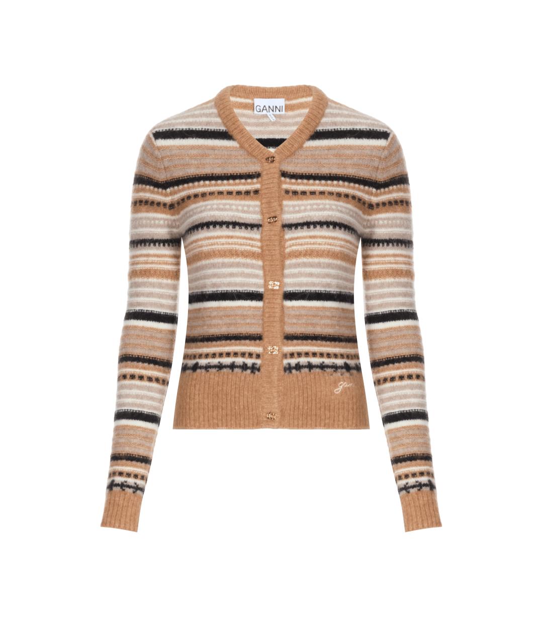 GANNI Бежевый шерстяной кардиган, фото 1