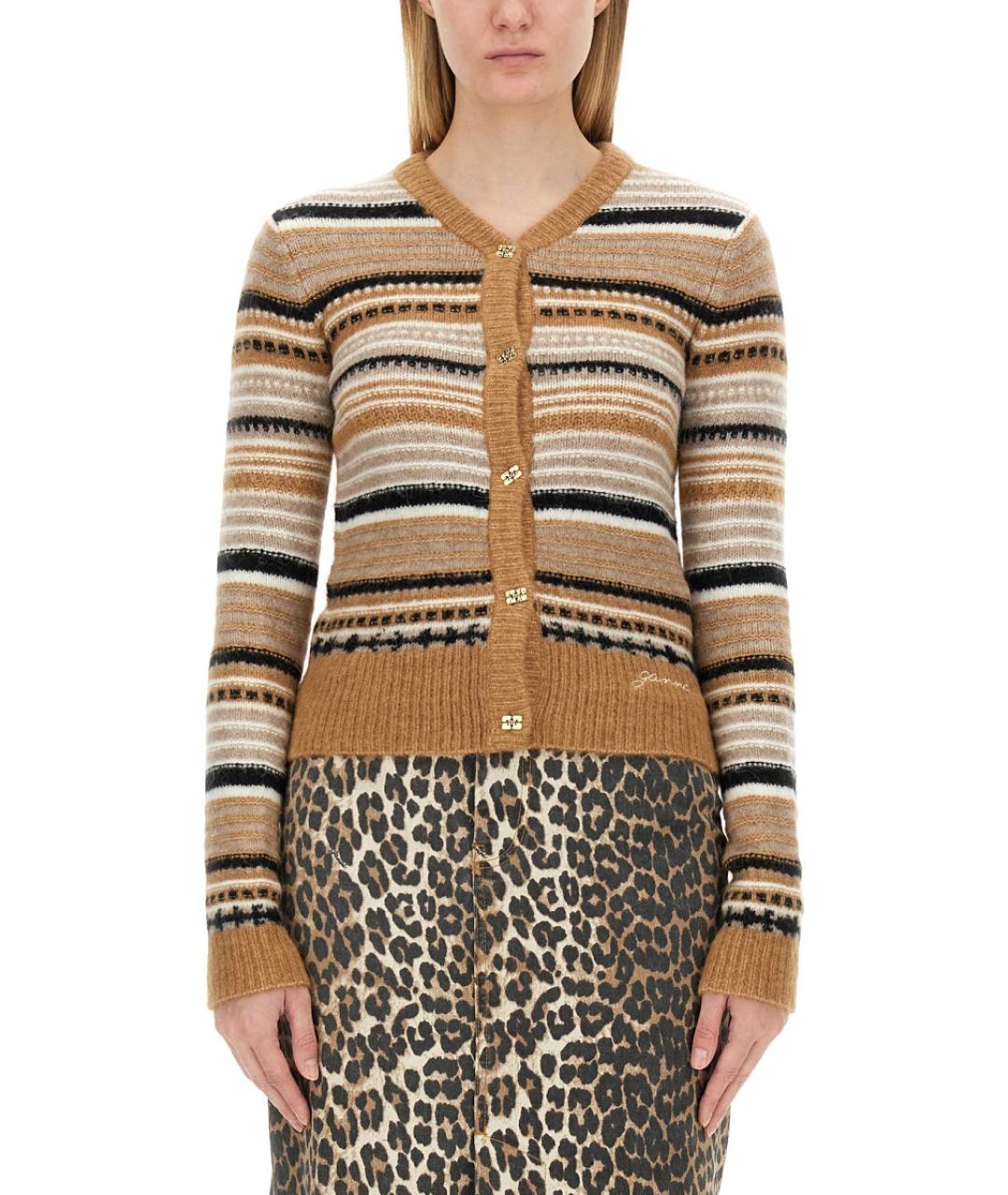 GANNI Бежевый шерстяной кардиган, фото 2