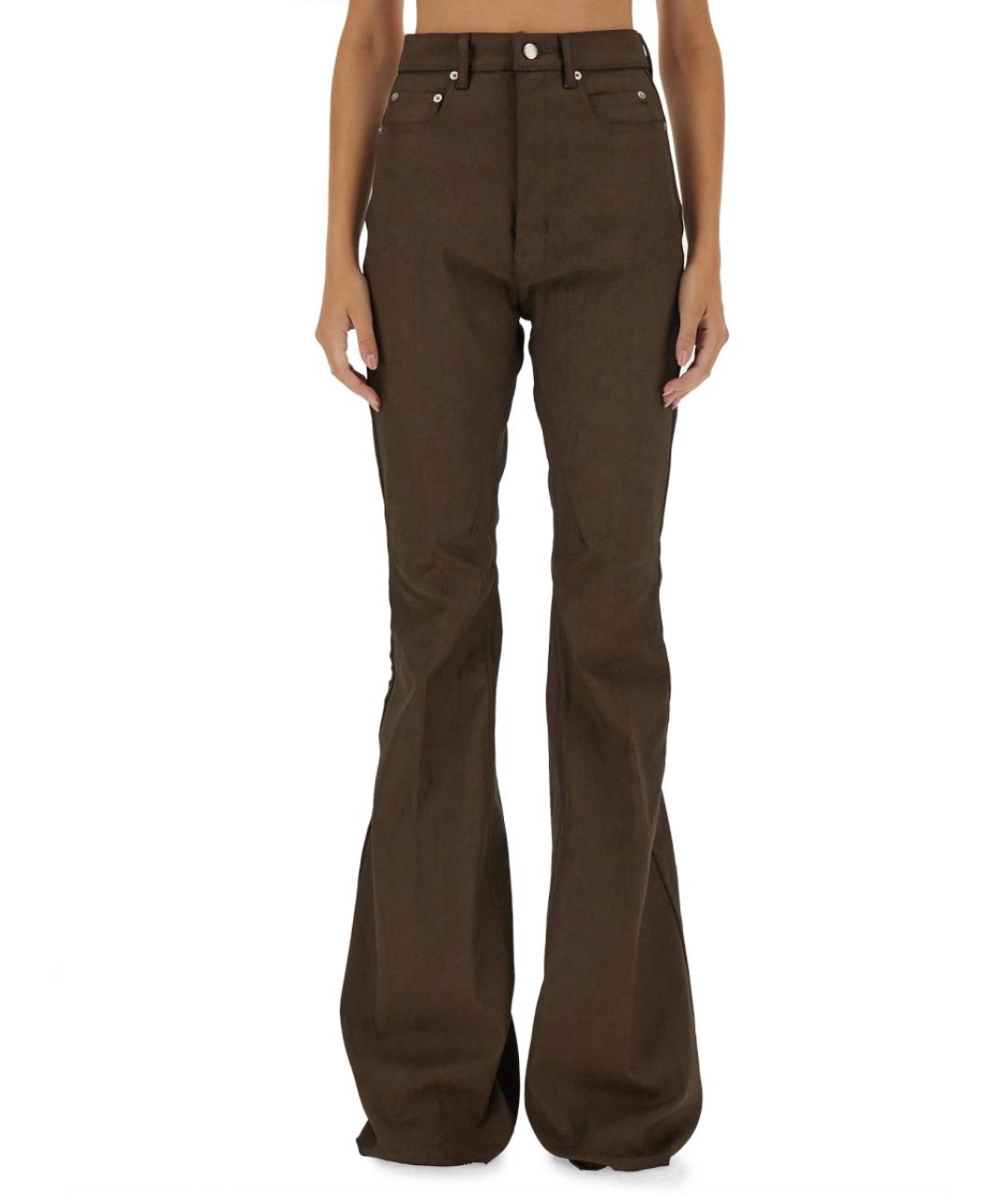 RICK OWENS Коричневые хлопковые прямые джинсы, фото 2
